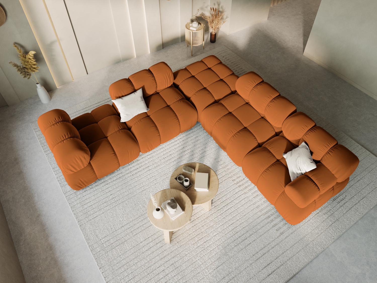 Bellis Velour Modul Armless 1 Sitzer in Terracotta-Bluvel präsentiert im Onlineshop von KAQTU Design AG. Modulares Sofa ist von Micadoni