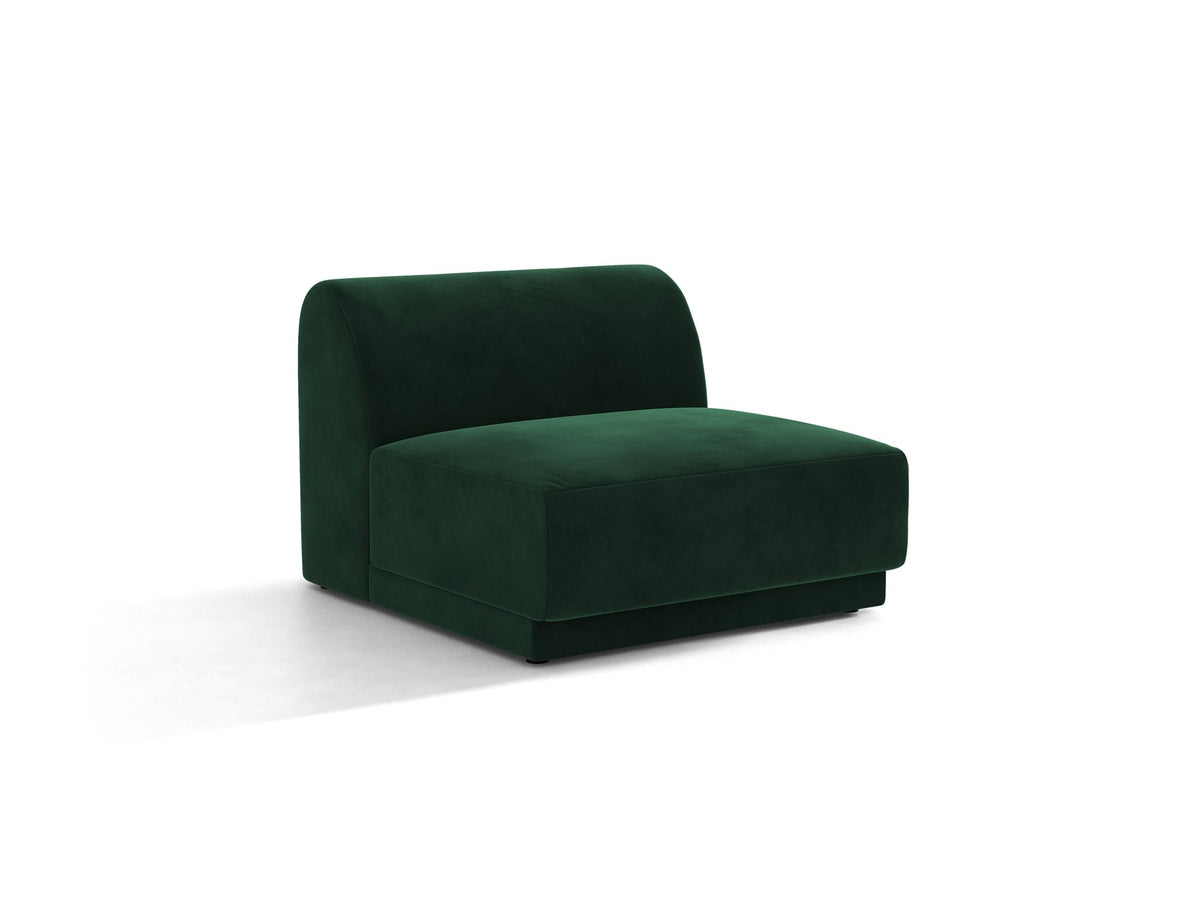 Einsitzer-Modul des Miley Sofas von Micadoni in Dunkelbeige, bezogen mit samtartigem Bluvel-Stoff, mit schwarzen Kunststofffüssen.