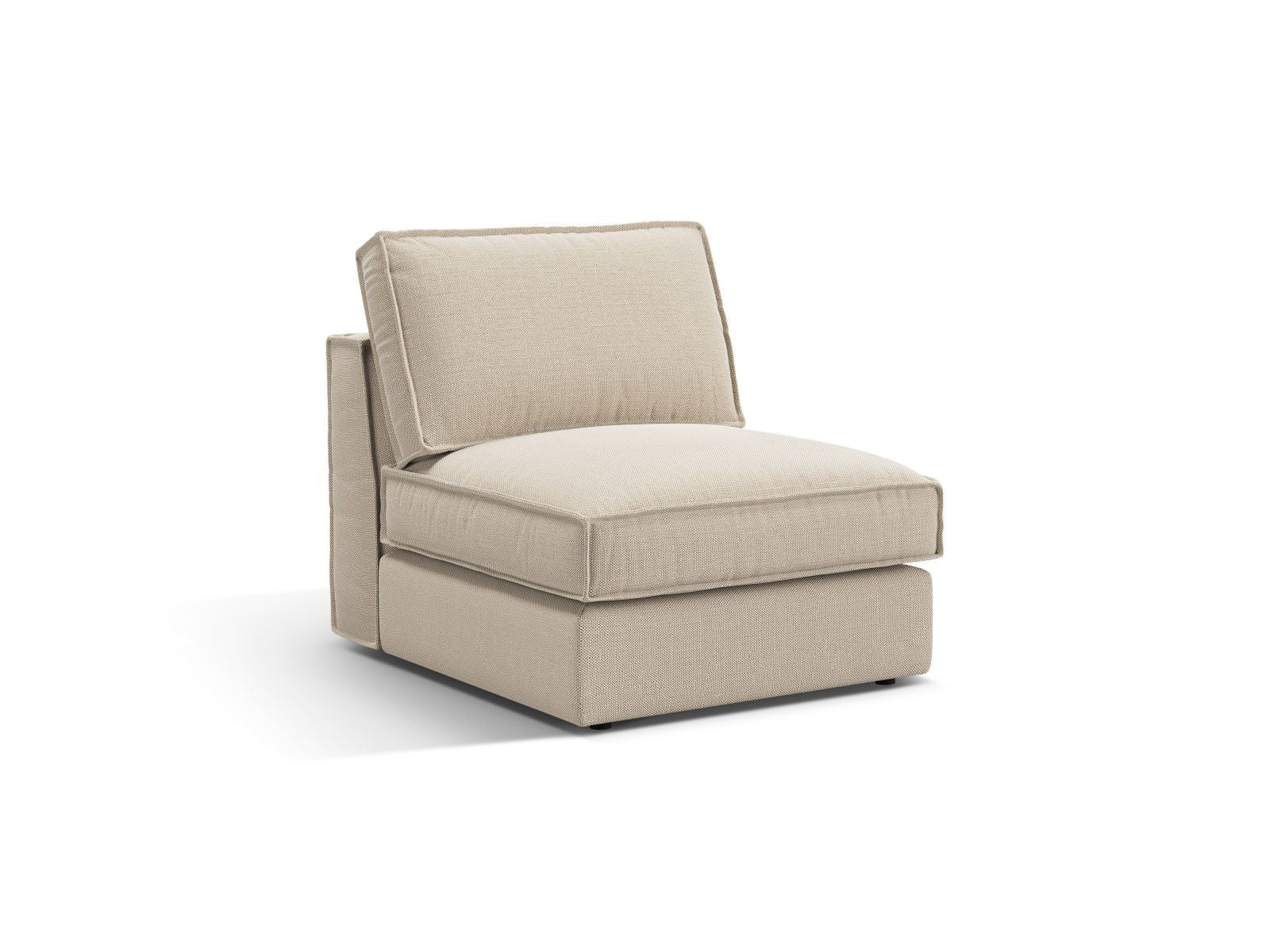 Beige 1-Sitzer Modul Armless Pola von Micadoni, stilvolles und modernes Design für individuelle Wohnräume, ideal für kreative Sofa-Kombinationen.