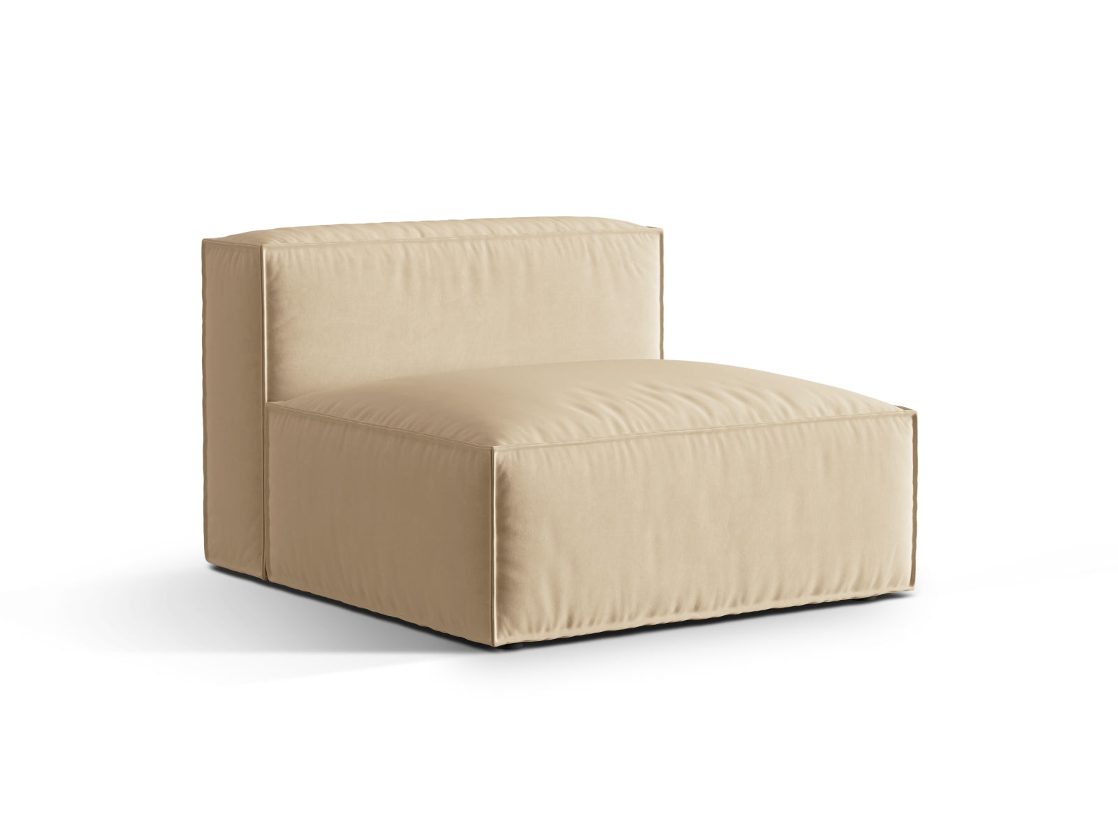 Eleganter Nuria Velour Modul Armless 1 Sitzer in sanftem Nude-Paris, ideal für stilvolle Wohnräume und flexible Sitzlösungen.
