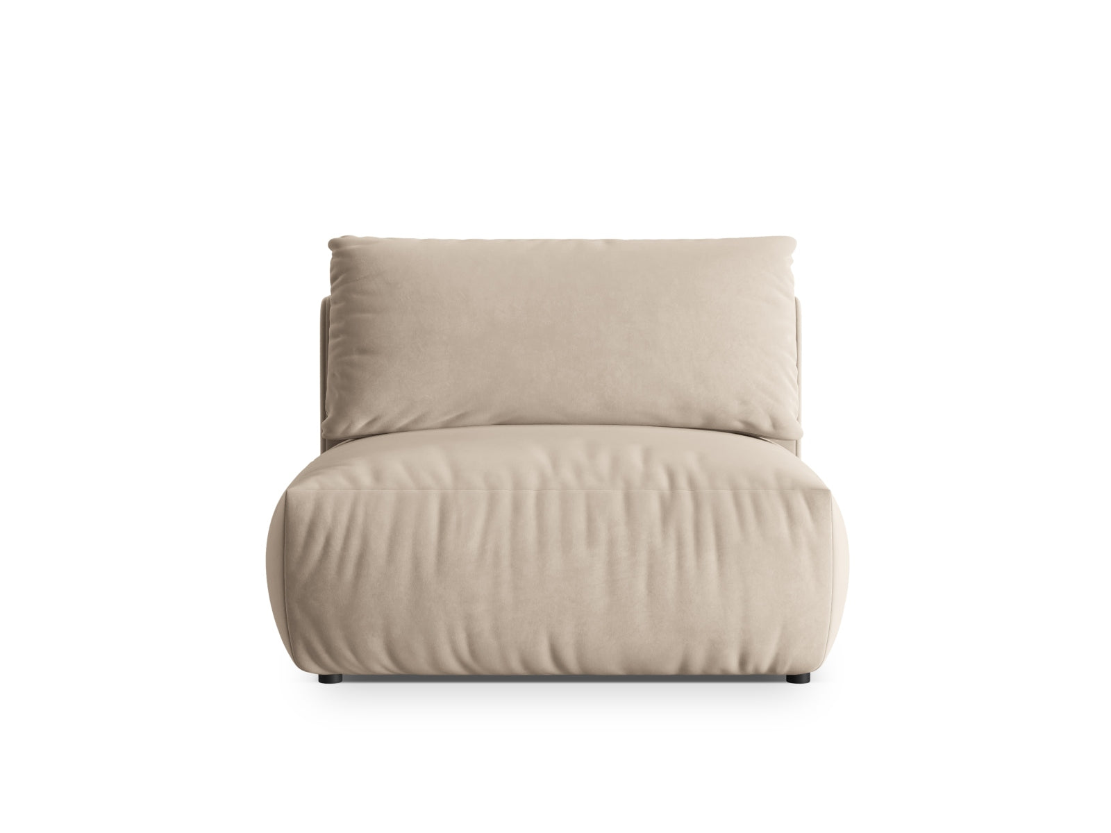 Eleganter Chris Velour Modul Armless 1 Sitzer in sanftem Ecru, ideal für kreative Raumgestaltungen und komfortable Sitzlösungen.