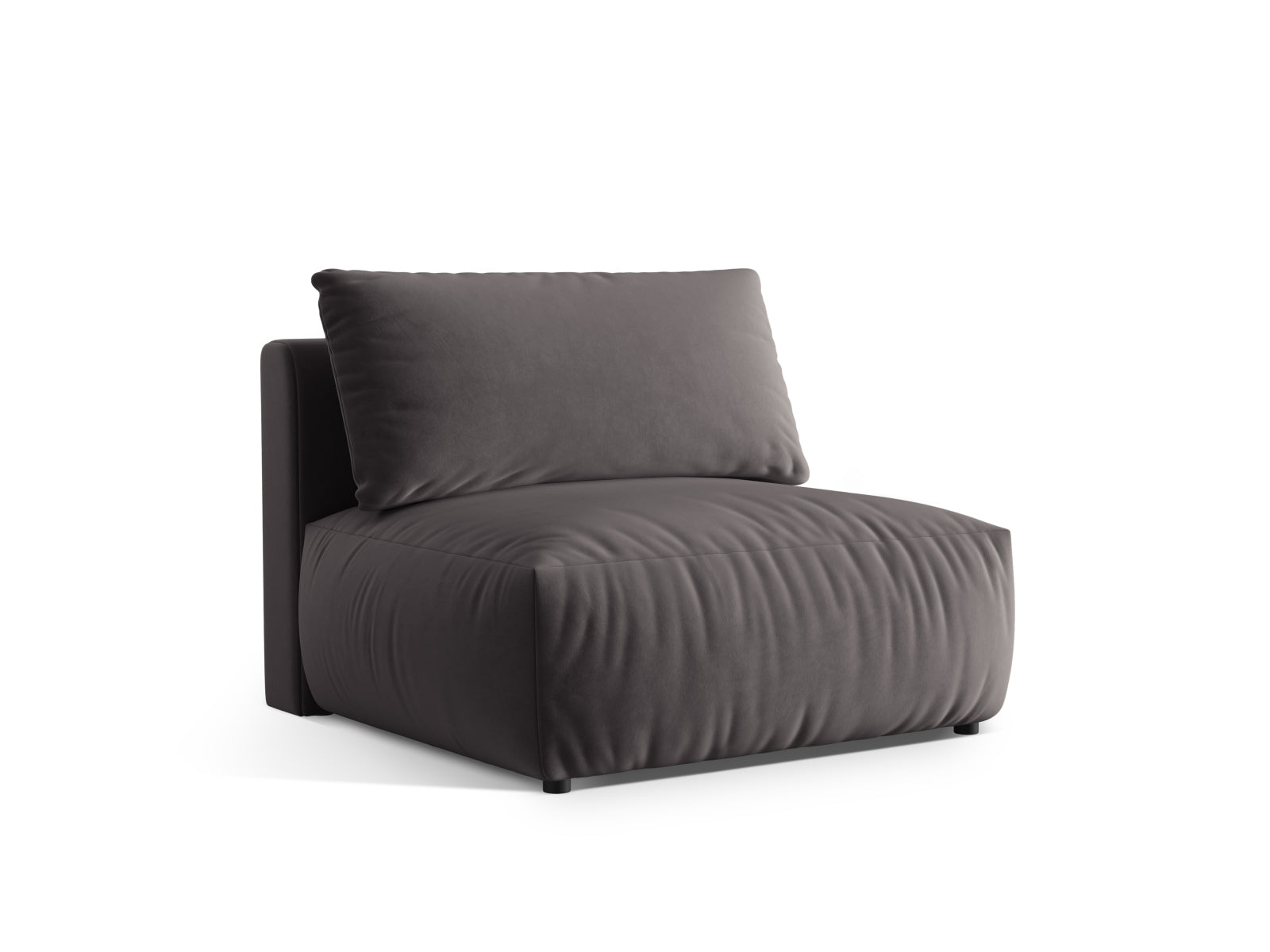 Stylischer Chris Velour Modul Armless 1 Sitzer in edlem Dunkelgrau, perfekt für moderne Wohnkonzepte und entspannende Sitzgelegenheiten.