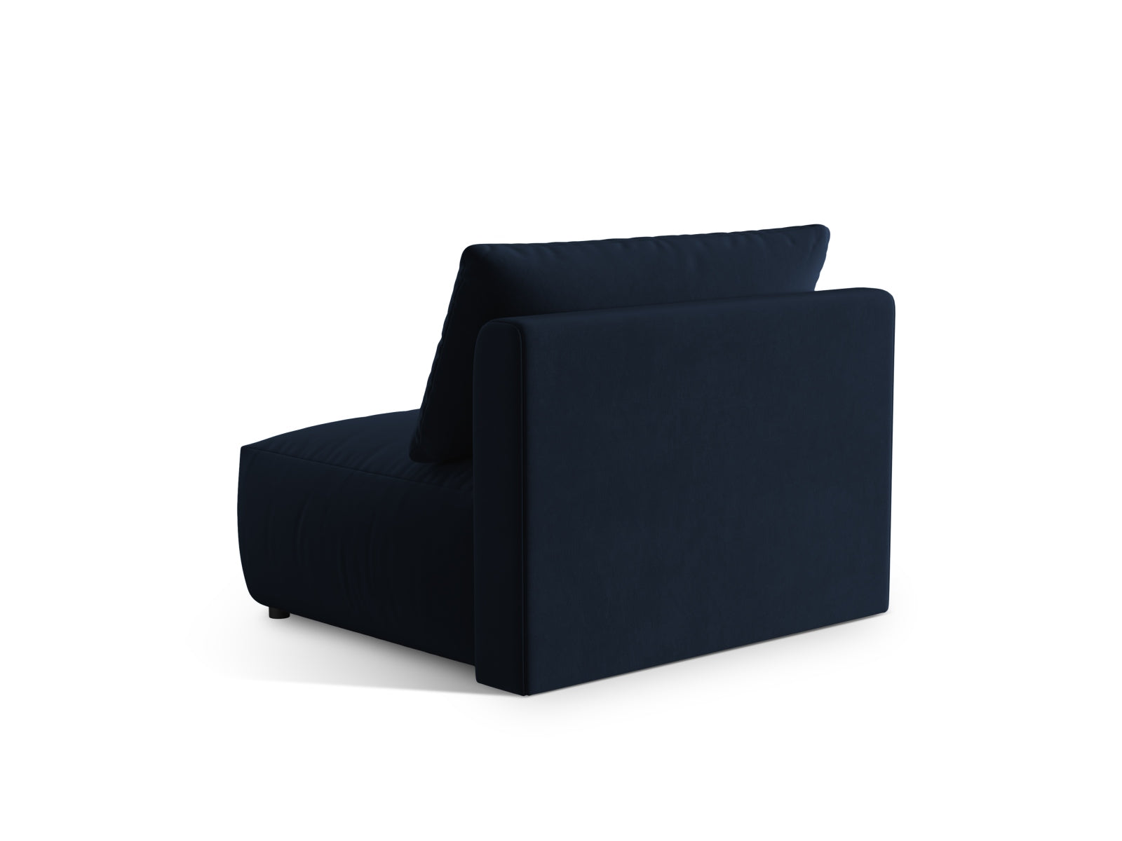 Eleganter Chris Velour Modul Armless 1 Sitzer in tiefem Blau, ideal für kreative Raumgestaltungen und flexible Sitzarrangements.