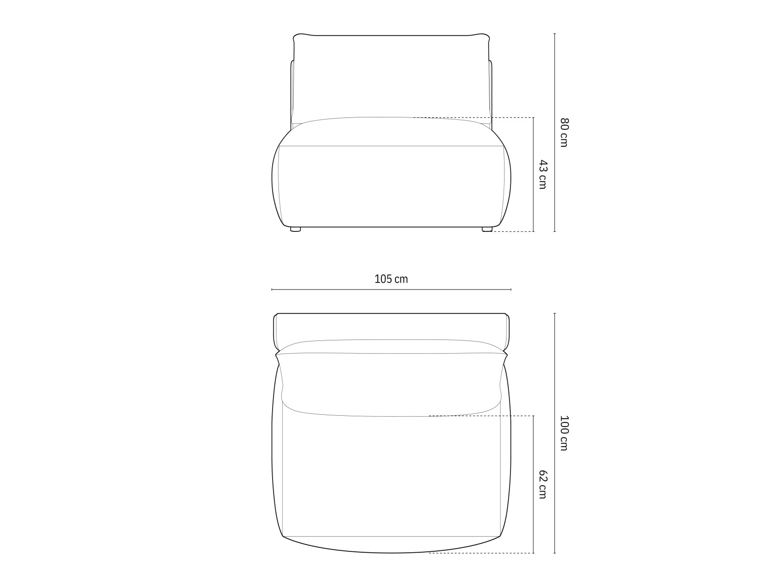 Eleganter Chris Modul Armless 1 Sitzer von Micadoni, ideal für flexible Raumgestaltungen und bietet hervorragende Bequemlichkeit.