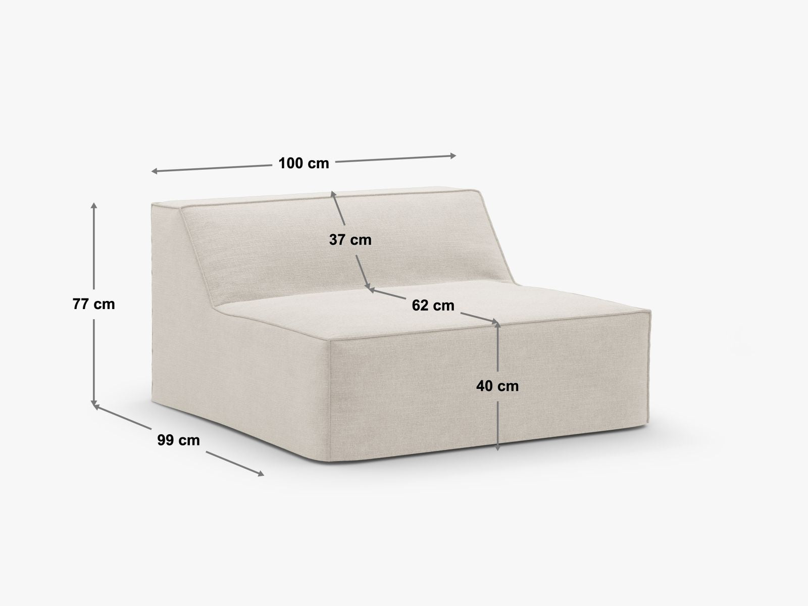 Beige Jodie Modul Armless 1 Sitzer von Micadoni, elegantes und vielseitiges Sofa-Element für zeitgemäße Wohnräume.