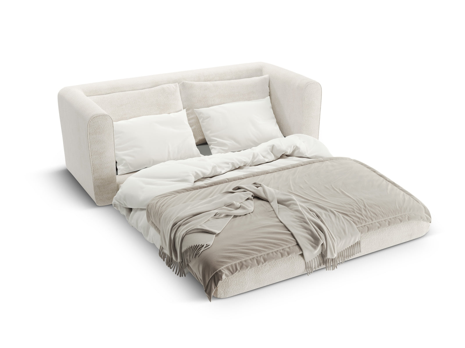Elegantes Lido 2-Sitzer Sofa mit Schlaffunktion in zartem Beige, perfekt für moderne Wohnräume und vielseitige Nutzung.