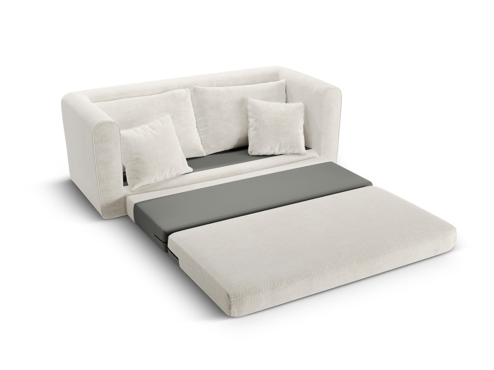 Stylisches 2-Sitzer Bettsofa Lido von Micadoni in sanftem Beige, ideal für Gästezimmer und gemütliche Wohnbereiche.