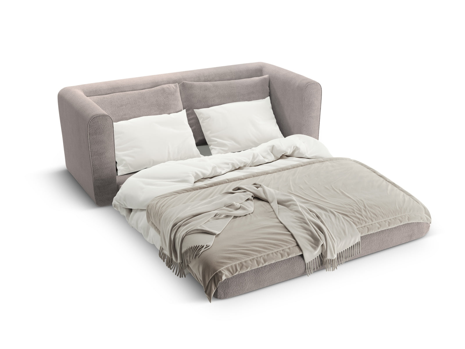 Elegantes Lido 2-Sitzer Sofa in Warm Grey, ideal für moderne Wohnräume und als praktisches Schlafsofa für Gäste.