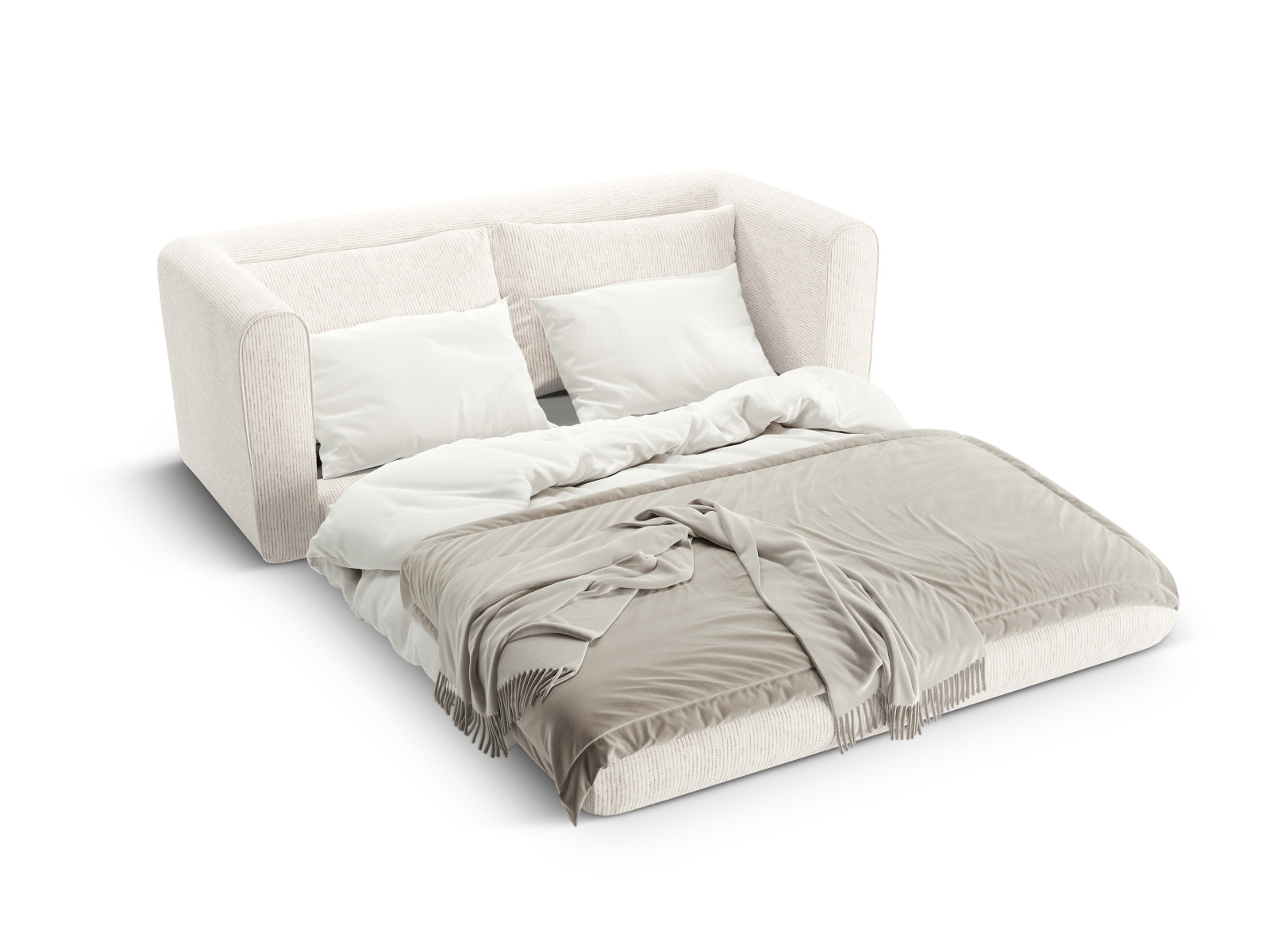 Elegantes Lido 2-Sitzer Sofa in sanftem Beige, perfekt für kleine Räume und als komfortables Schlafsofa für Gäste.