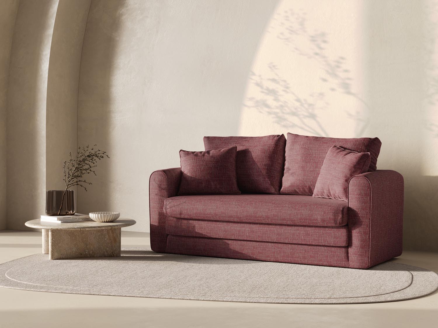 Gemütliches Lido 2-Sitzer Sofa mit Schlaffunktion in stilvollem Design, ideal für kleine Räume und Gästeübernachtungen.