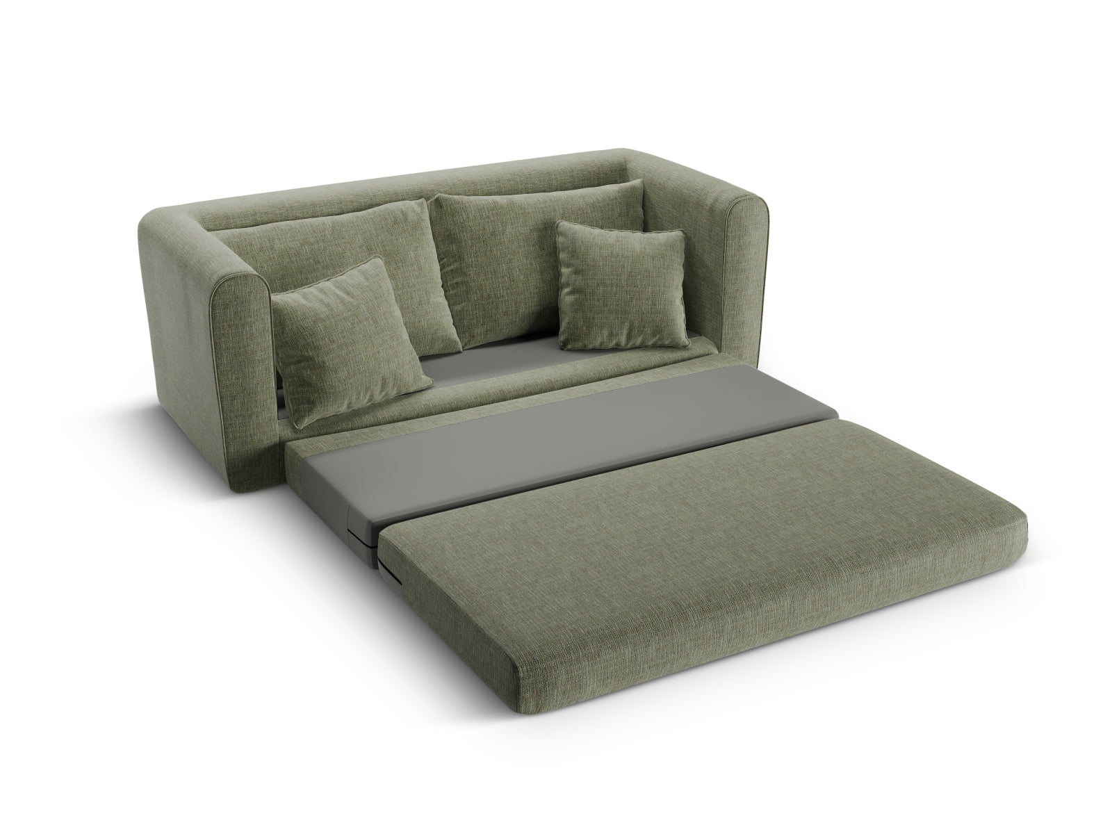 Elegantes Lido 2-Sitzer Sofa in stilvollem Olivgrün, ideal für kleine Räume und als praktisches Schlafsofa für Gäste.