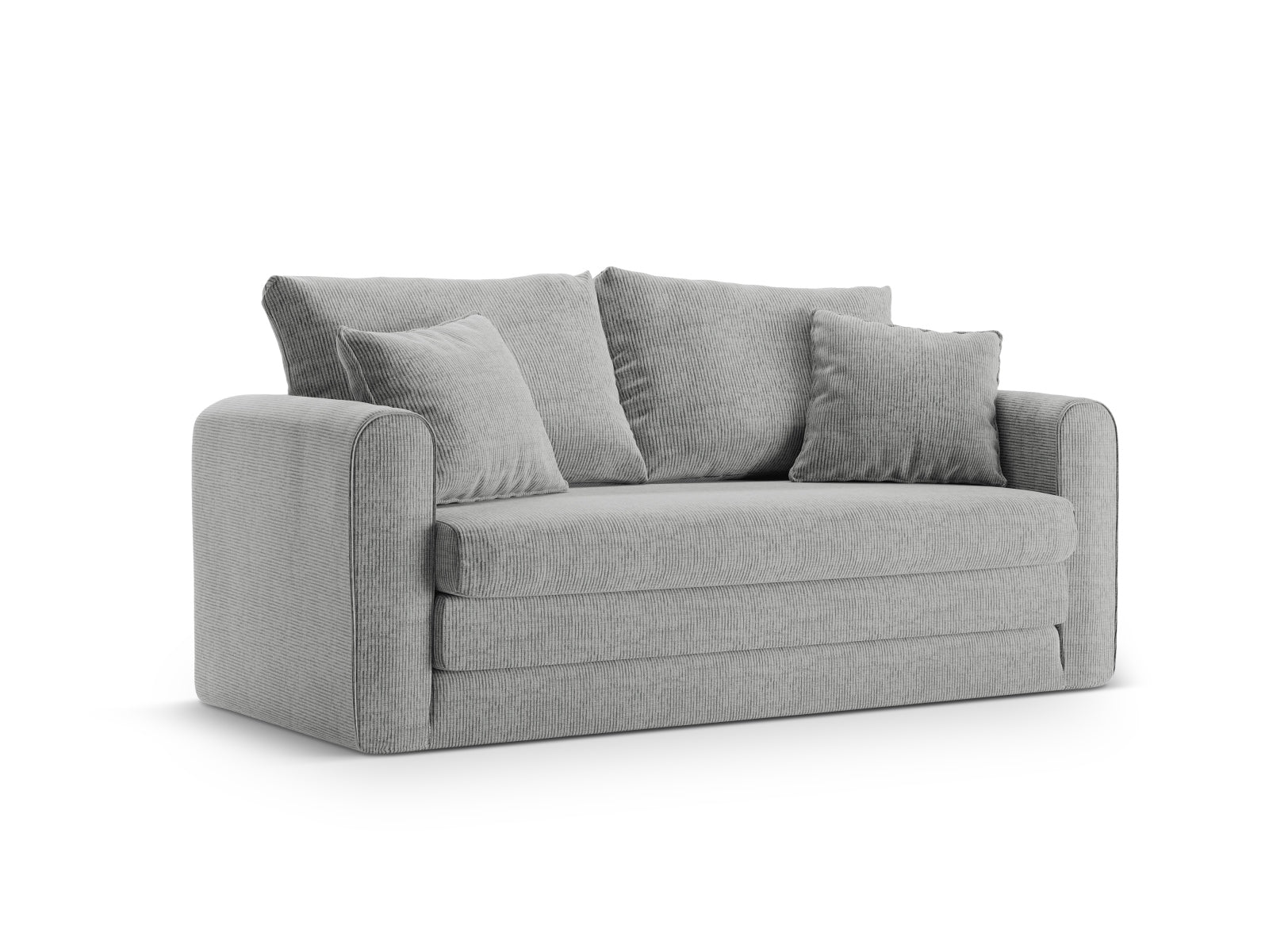 Elegantes Lido 2-Sitzer Bettsofa in sanftem Grau, perfekt für moderne Wohnzimmer und als komfortable Schlafgelegenheit.