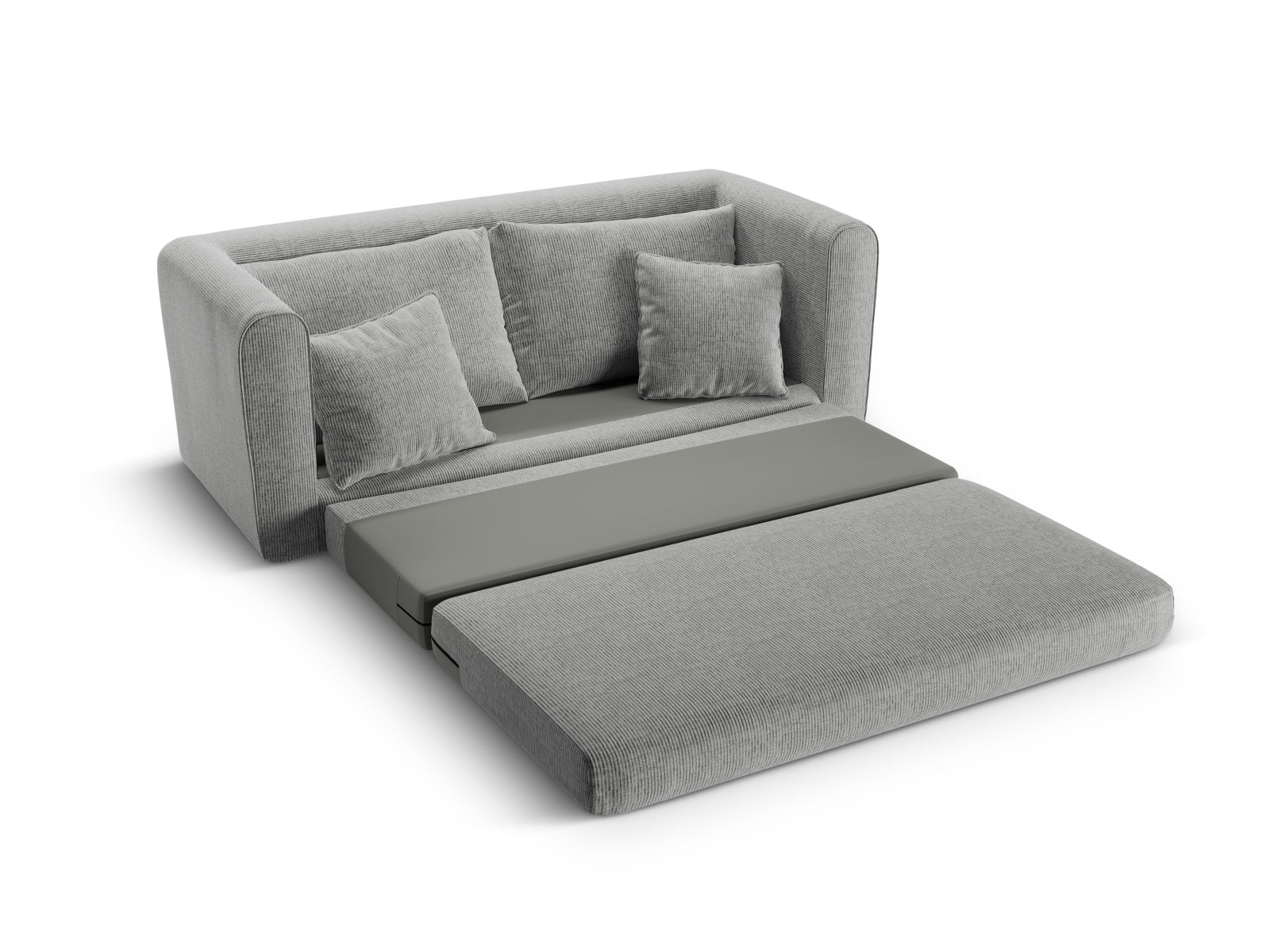Stylisches Lido 2-Sitzer Sofa mit Schlaffunktion in zeitlosem Grau, ideal für kleine Räume und Übernachtungsgäste.