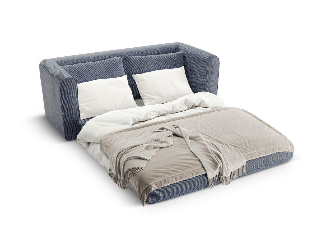Lido Sofa mit Schlaffunktion 2 Sitzer in Blue Melange-Baltimore präsentiert im Onlineshop von KAQTU Design AG. Bettsofa ist von Micadoni