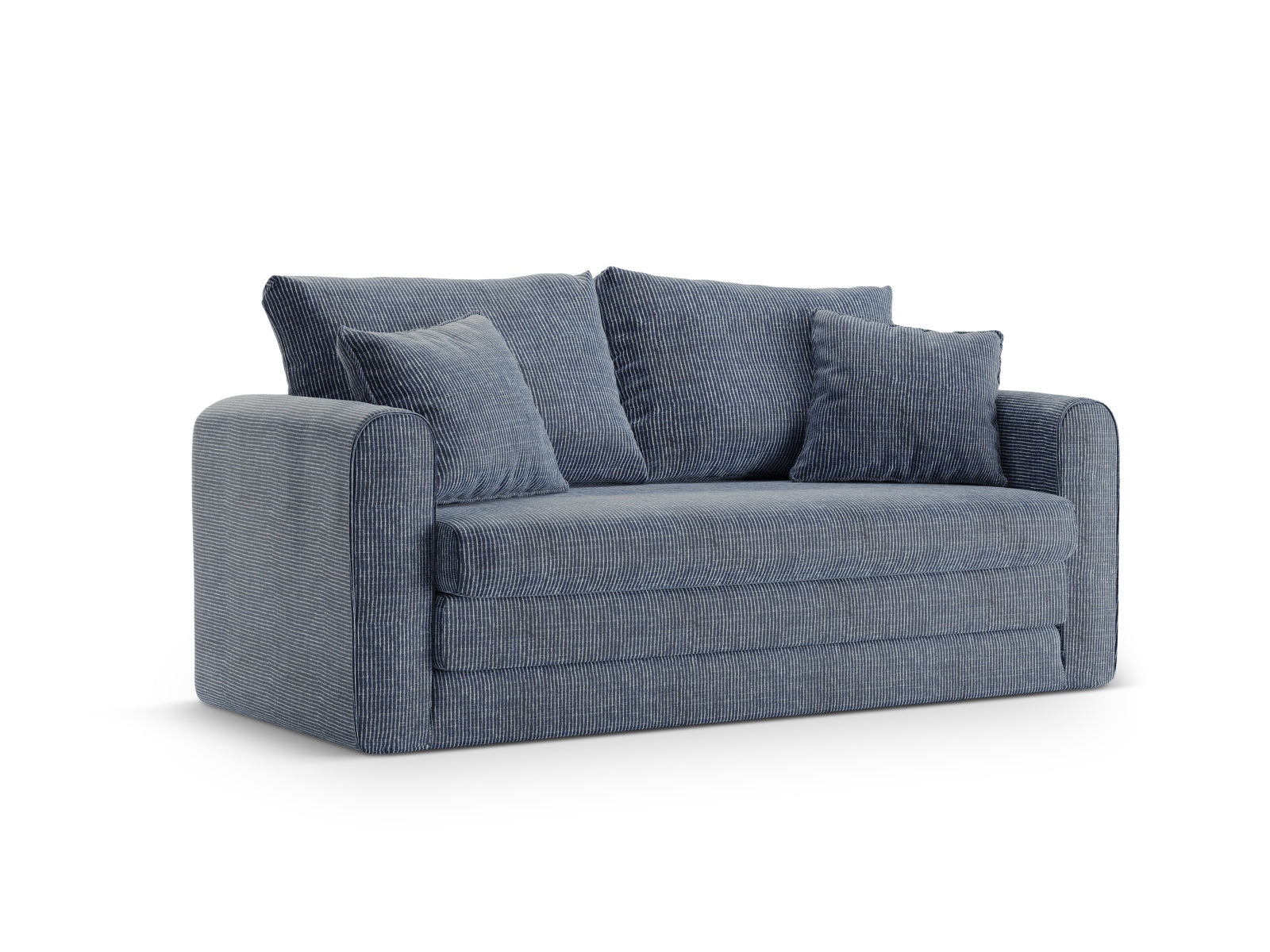 Elegantes Lido 2-Sitzer Bettsofa in Blue Melange-Baltimore, perfekt für stilvolle Wohnzimmer und als Schlafgelegenheit für Gäste.