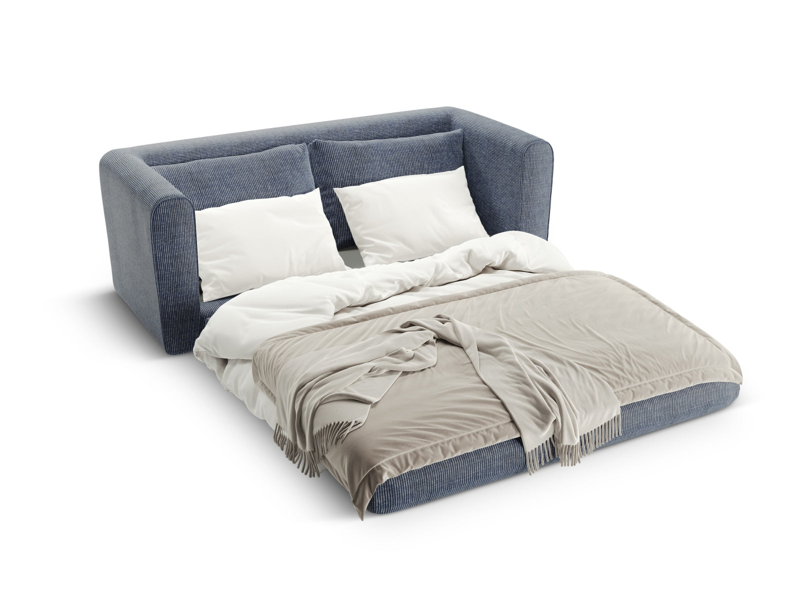 Lido Sofa mit Schlaffunktion 2 Sitzer in Blue Melange-Baltimore präsentiert im Onlineshop von KAQTU Design AG. Bettsofa ist von Micadoni