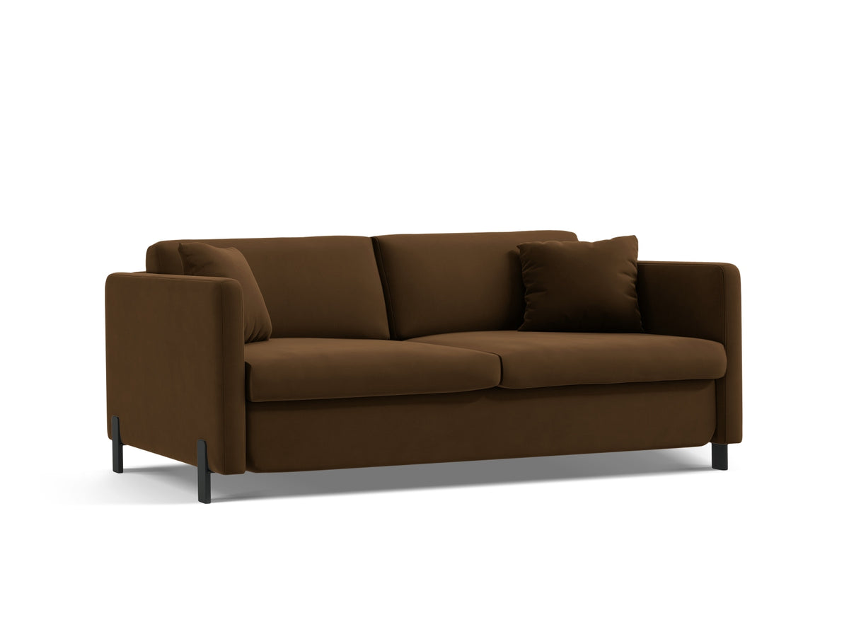 Gloria Velour Sofa mit Schlaffunktion 2 Sitzer in Chocolate-Salvador präsentiert im Onlineshop von KAQTU Design AG. Bettsofa ist von Micadoni