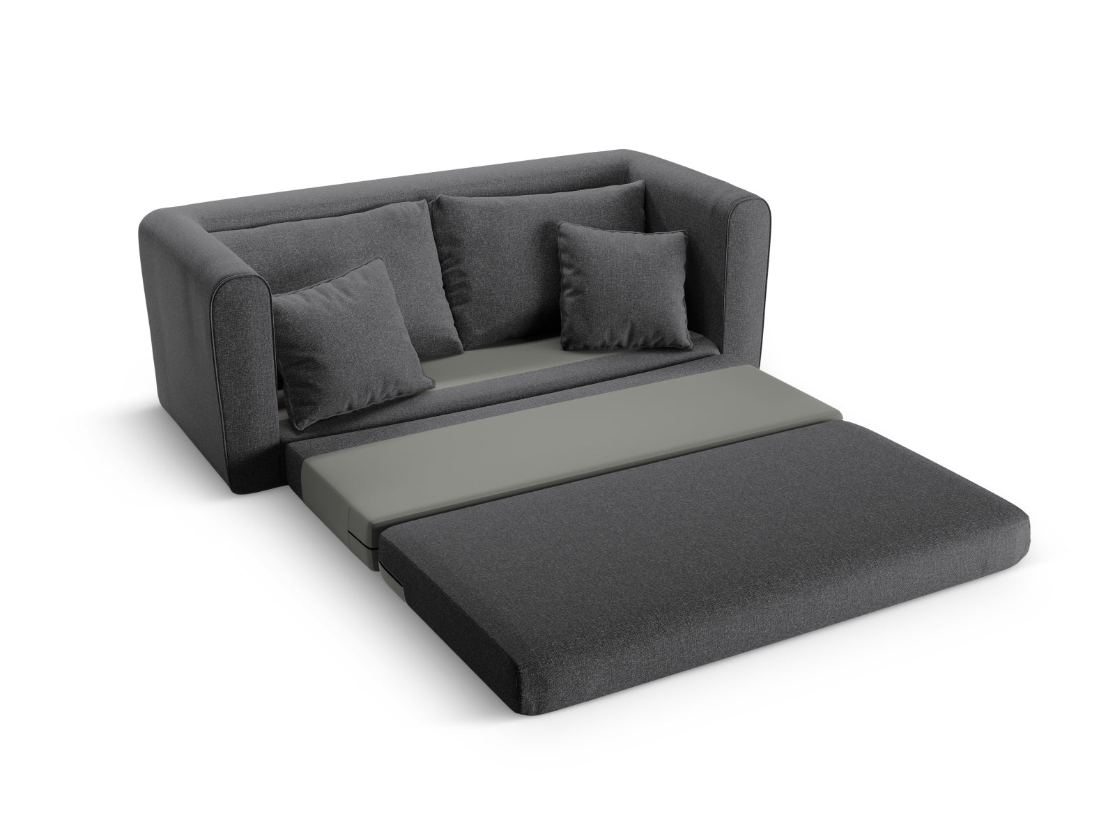 Stylisches Lido 2-Sitzer Sofa mit Schlaffunktion in edlem Dunkelgrau, ideal für kleine Räume und flexible Schlafmöglichkeiten.
