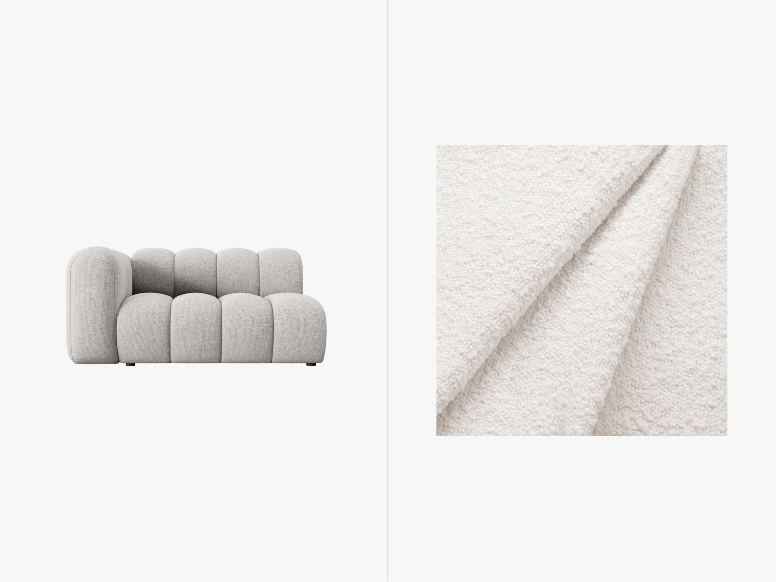 Lupine Boucle Modular Sofa links 2 Sitzer in White präsentiert im Onlineshop von KAQTU Design AG. Modulares Sofa ist von Micadoni