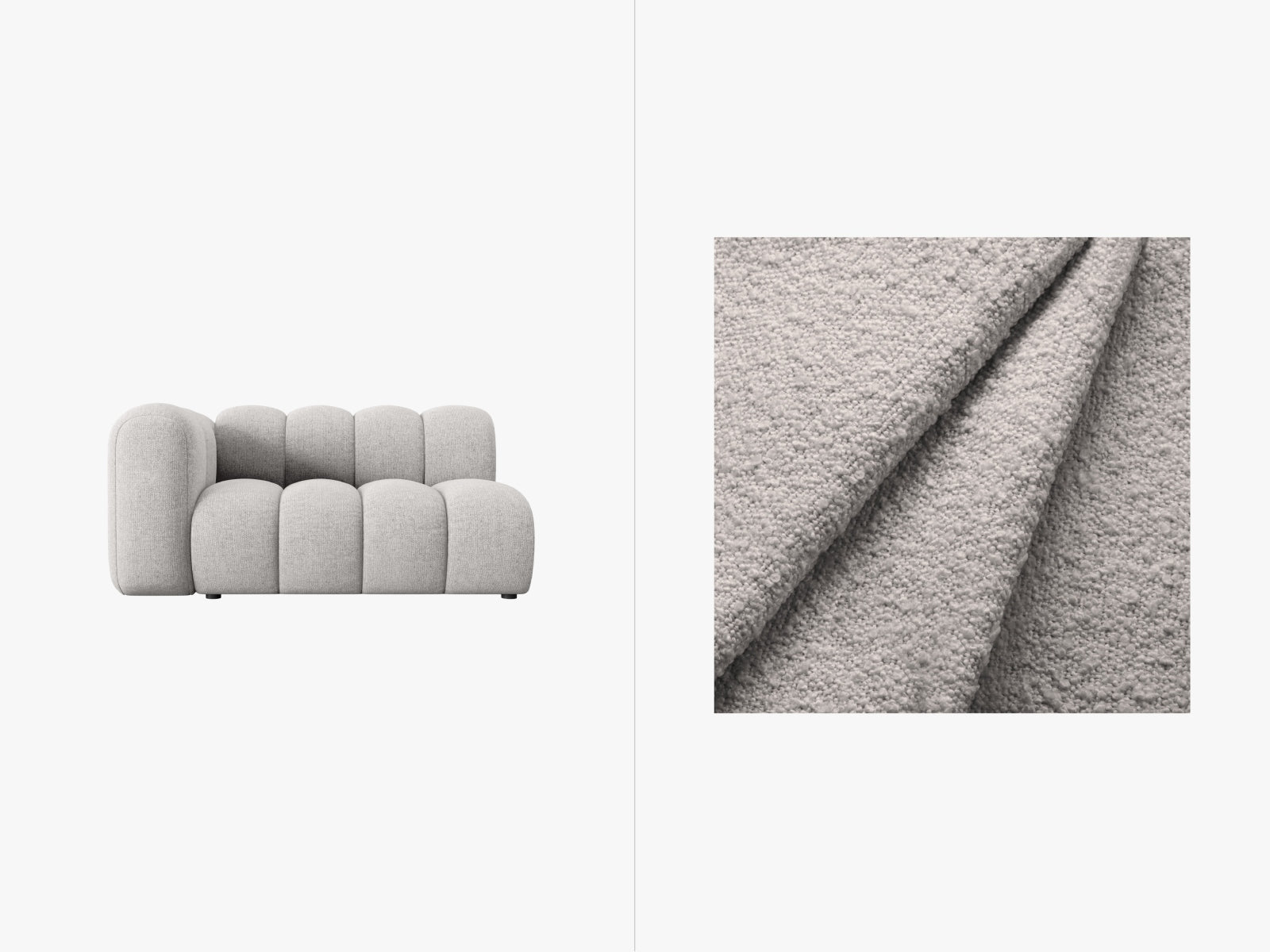 Lupine Boucle Modular Sofa links 2 Sitzer in Light Grey präsentiert im Onlineshop von KAQTU Design AG. Modulares Sofa ist von Micadoni