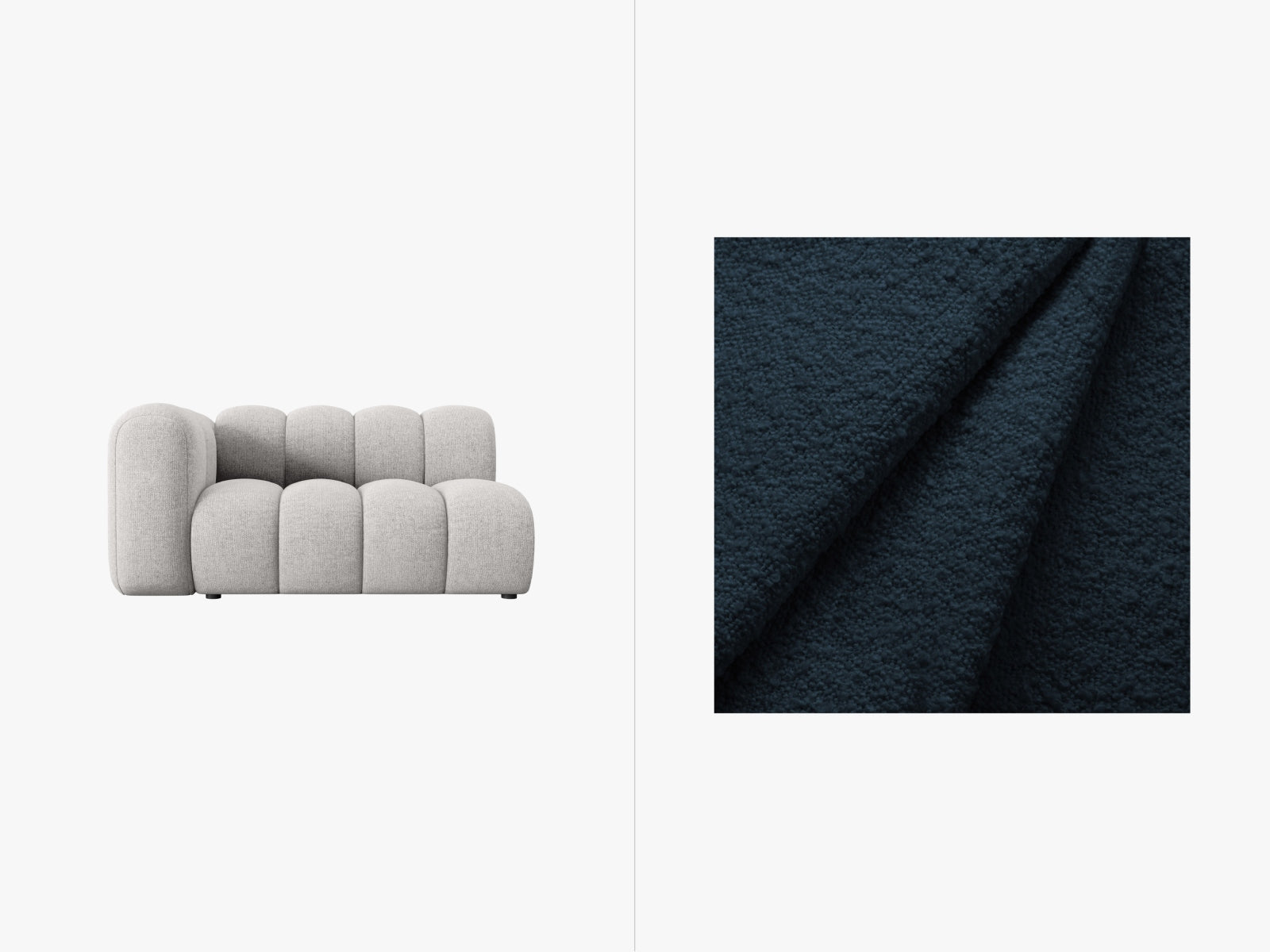 Lupine Boucle Modular Sofa links 2 Sitzer in Dark Blue präsentiert im Onlineshop von KAQTU Design AG. Modulares Sofa ist von Micadoni