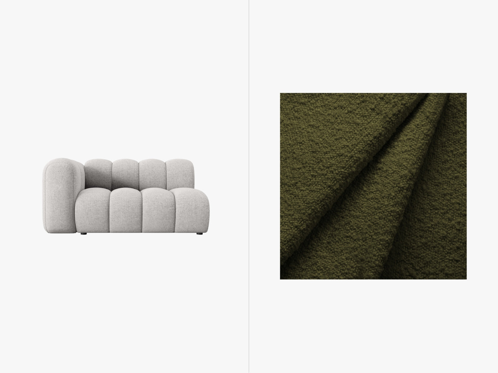 Lupine Boucle Modular Sofa links 2 Sitzer in Dark Olive Green-Baloo präsentiert im Onlineshop von KAQTU Design AG. Modulares Sofa ist von Micadoni