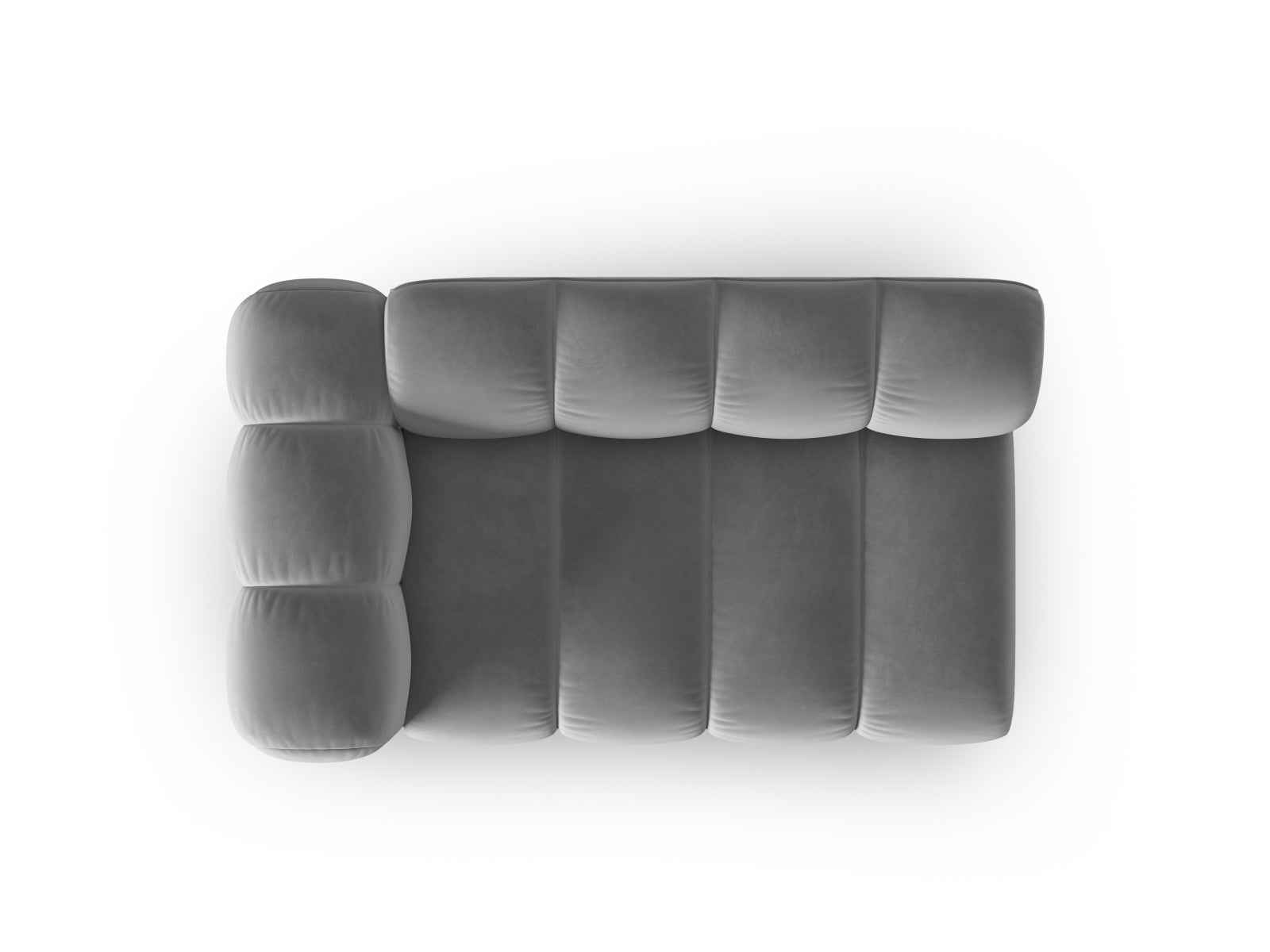 Elegantes, graues Velours 2-Sitzer Sofa von Micadoni, linksseitig, ideal für moderne Wohnräume und stilvolle Akzente.
