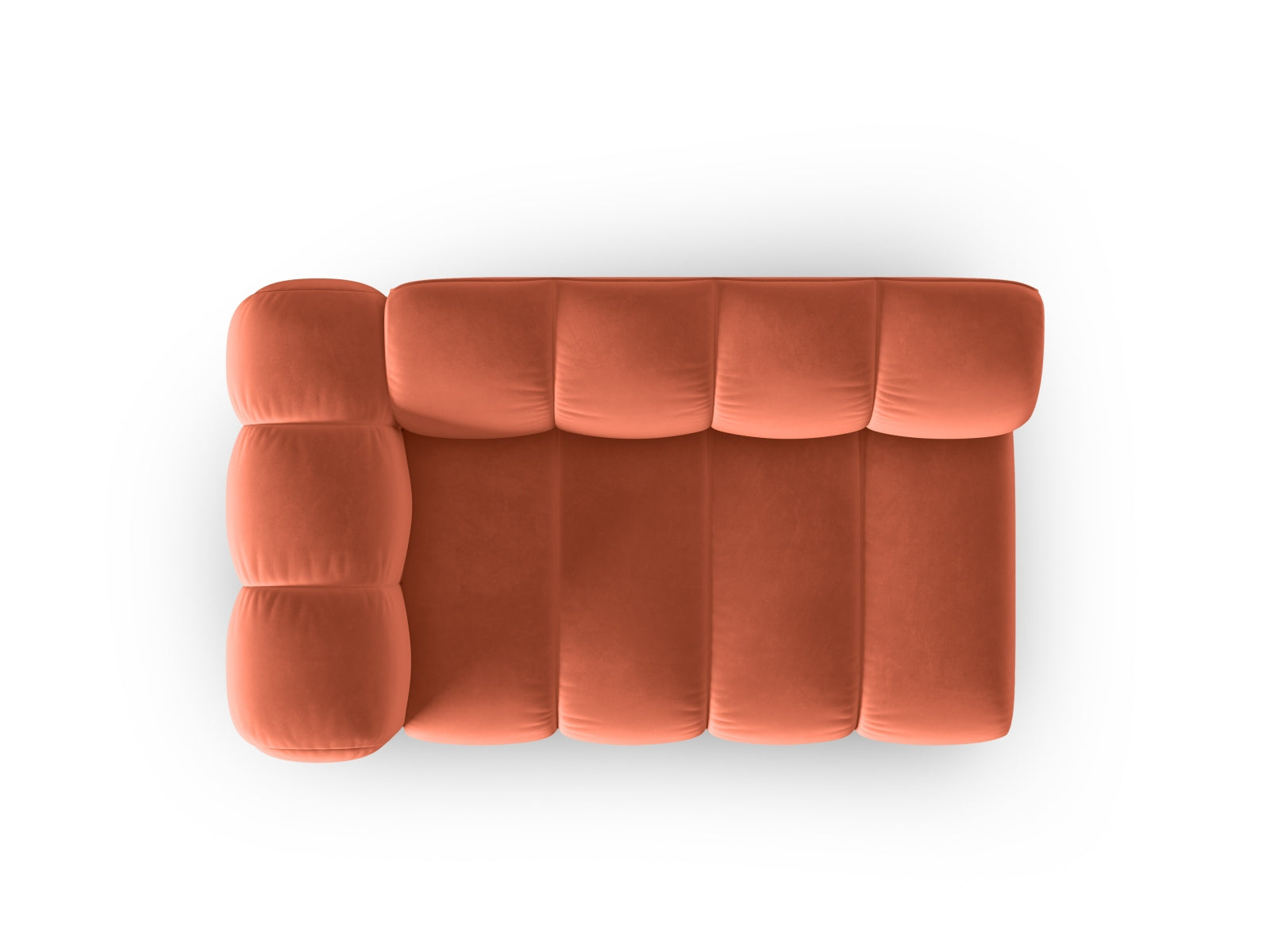 Elegantes 2-Sitzer Sofa aus weichem Velours in Coral-Salvador, ideal für moderne Wohnräume und vielseitige Gestaltungsmöglichkeiten.
