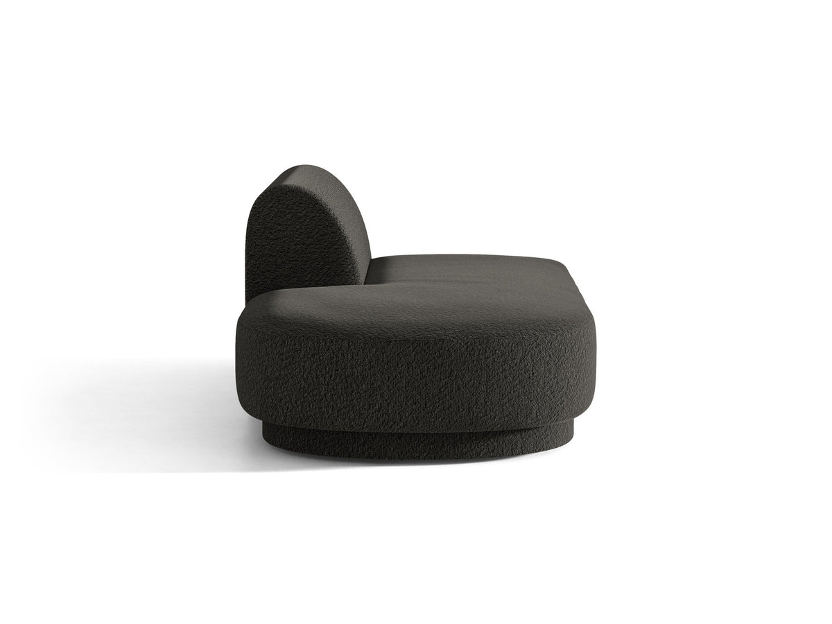 Modulares Sofa Miley von Micadoni, offener Zweisitzer links in Dunkelbeige mit Bluvel-Stoffbezug und schwarzen Kunststoffbeinen.