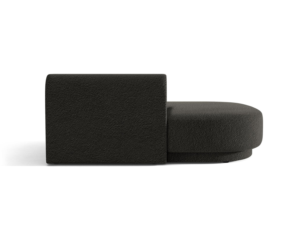 Modulares Sofa Miley von Micadoni, offener Zweisitzer links in Dunkelbeige mit Bluvel-Stoffbezug und schwarzen Kunststoffbeinen.