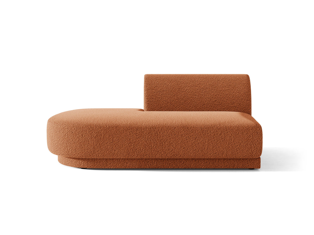 Modulares Sofa Miley von Micadoni, offener Zweisitzer links in Dunkelbeige mit Bluvel-Stoffbezug und schwarzen Kunststoffbeinen.