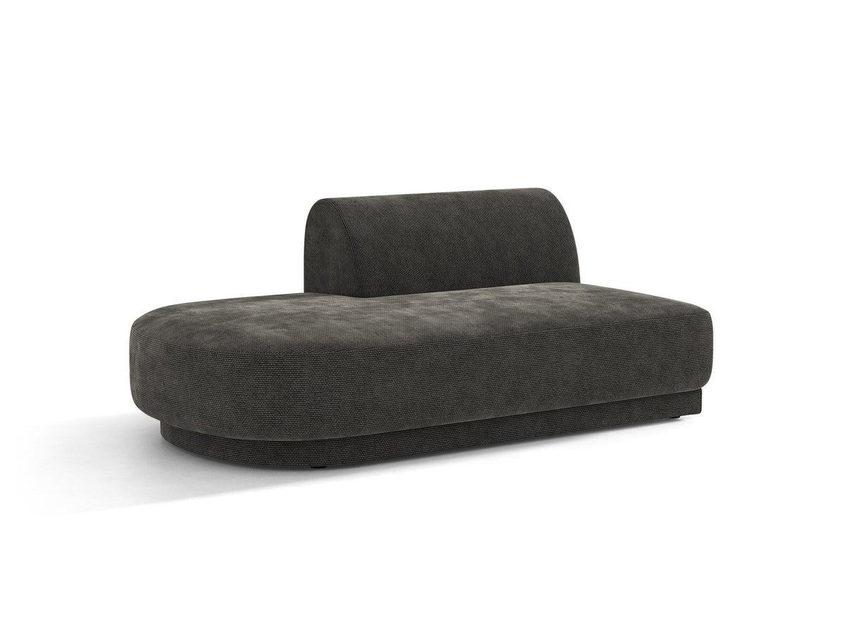 Modulares Sofa Miley von Micadoni, offener Zweisitzer links in Dunkelbeige mit Bluvel-Stoffbezug und schwarzen Kunststoffbeinen.