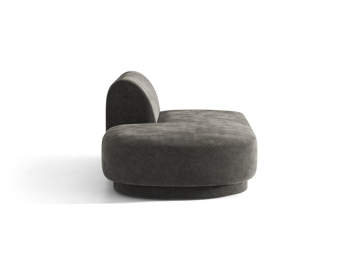 Modulares Sofa Miley von Micadoni, offener Zweisitzer links in Dunkelbeige mit Bluvel-Stoffbezug und schwarzen Kunststoffbeinen.