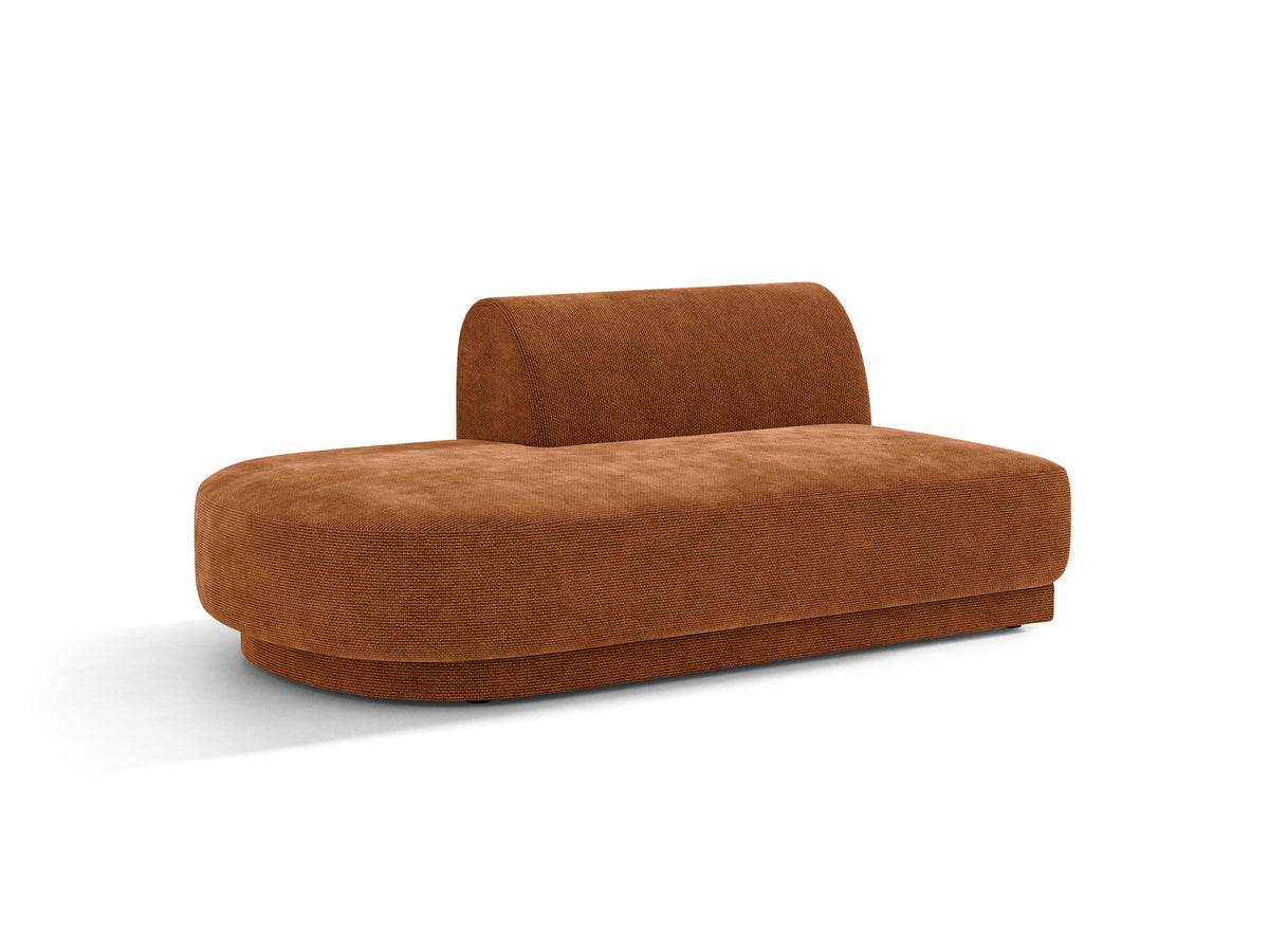 Modulares Sofa Miley von Micadoni, offener Zweisitzer links in Dunkelbeige mit Bluvel-Stoffbezug und schwarzen Kunststoffbeinen.