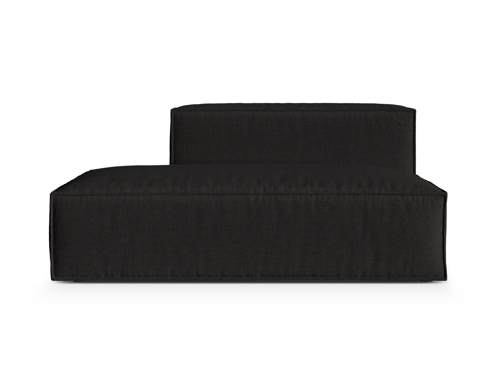 Elegantes 3-Sitzer Sofa links Nuria in klassischem Schwarz, ideal für moderne Wohnräume und kreative Einrichtungsideen.