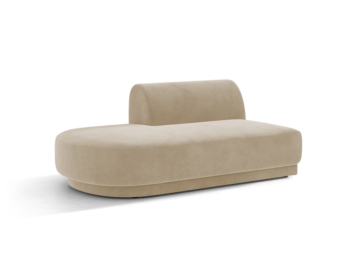 Modulares Sofa Miley von Micadoni, offener Zweisitzer links in Dunkelbeige mit Bluvel-Stoffbezug und schwarzen Kunststoffbeinen.