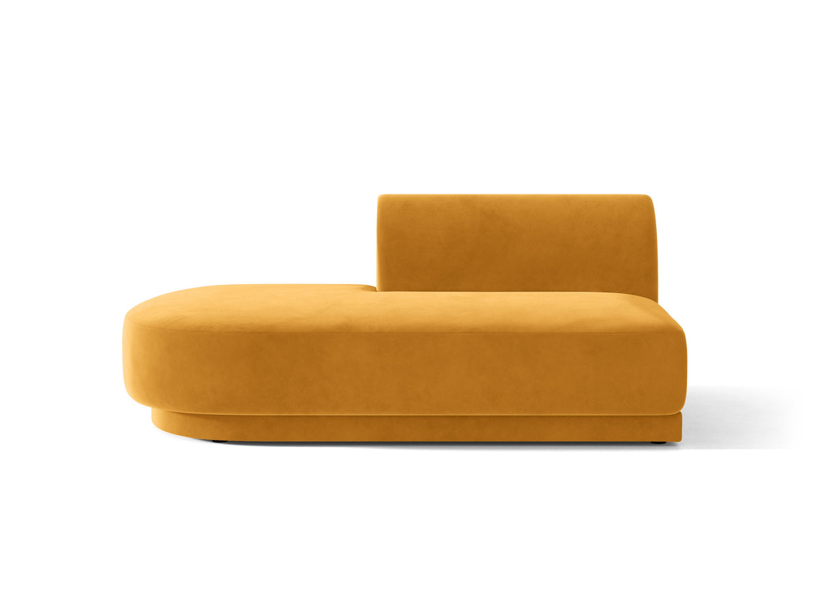 Modulares Sofa Miley von Micadoni, offener Zweisitzer links in Dunkelbeige mit Bluvel-Stoffbezug und schwarzen Kunststoffbeinen.