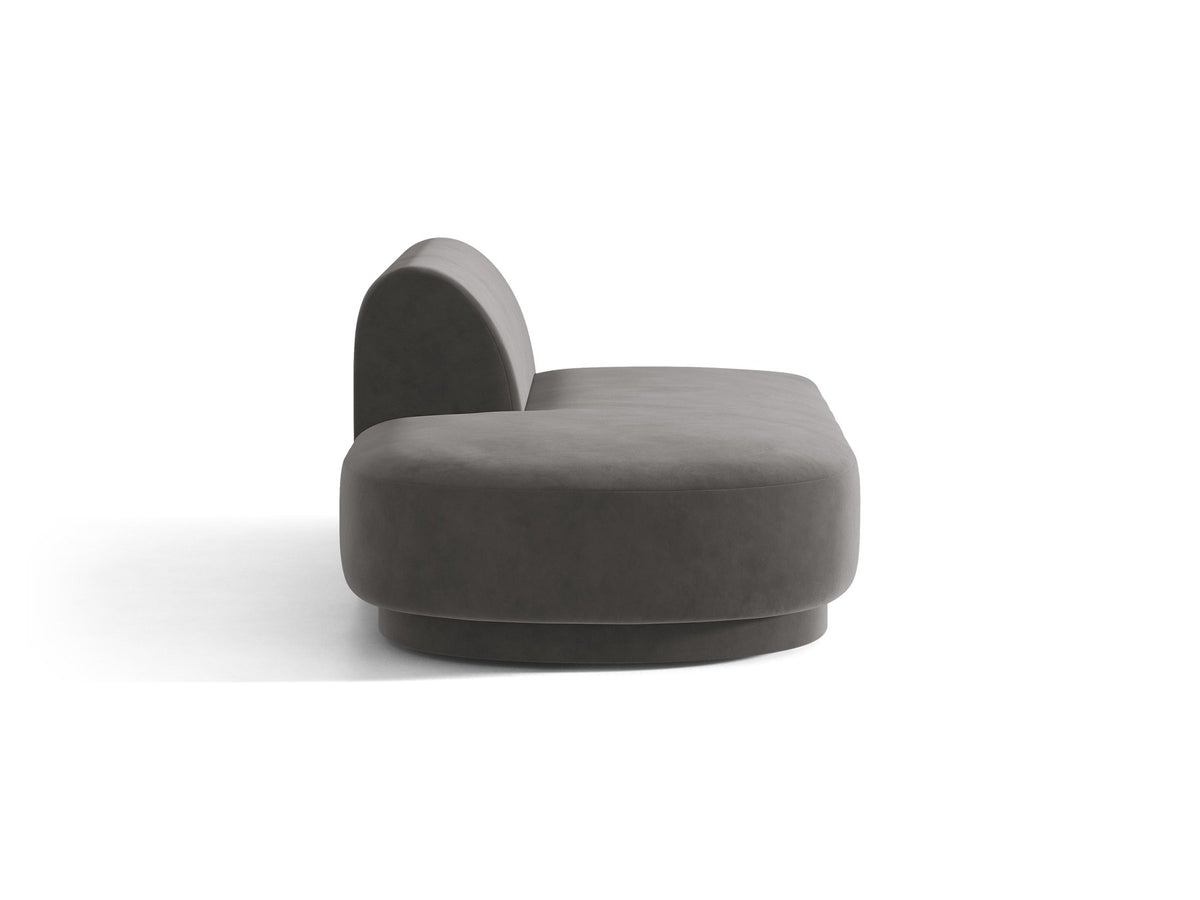 Modulares Sofa Miley von Micadoni, offener Zweisitzer links in Dunkelbeige mit Bluvel-Stoffbezug und schwarzen Kunststoffbeinen.