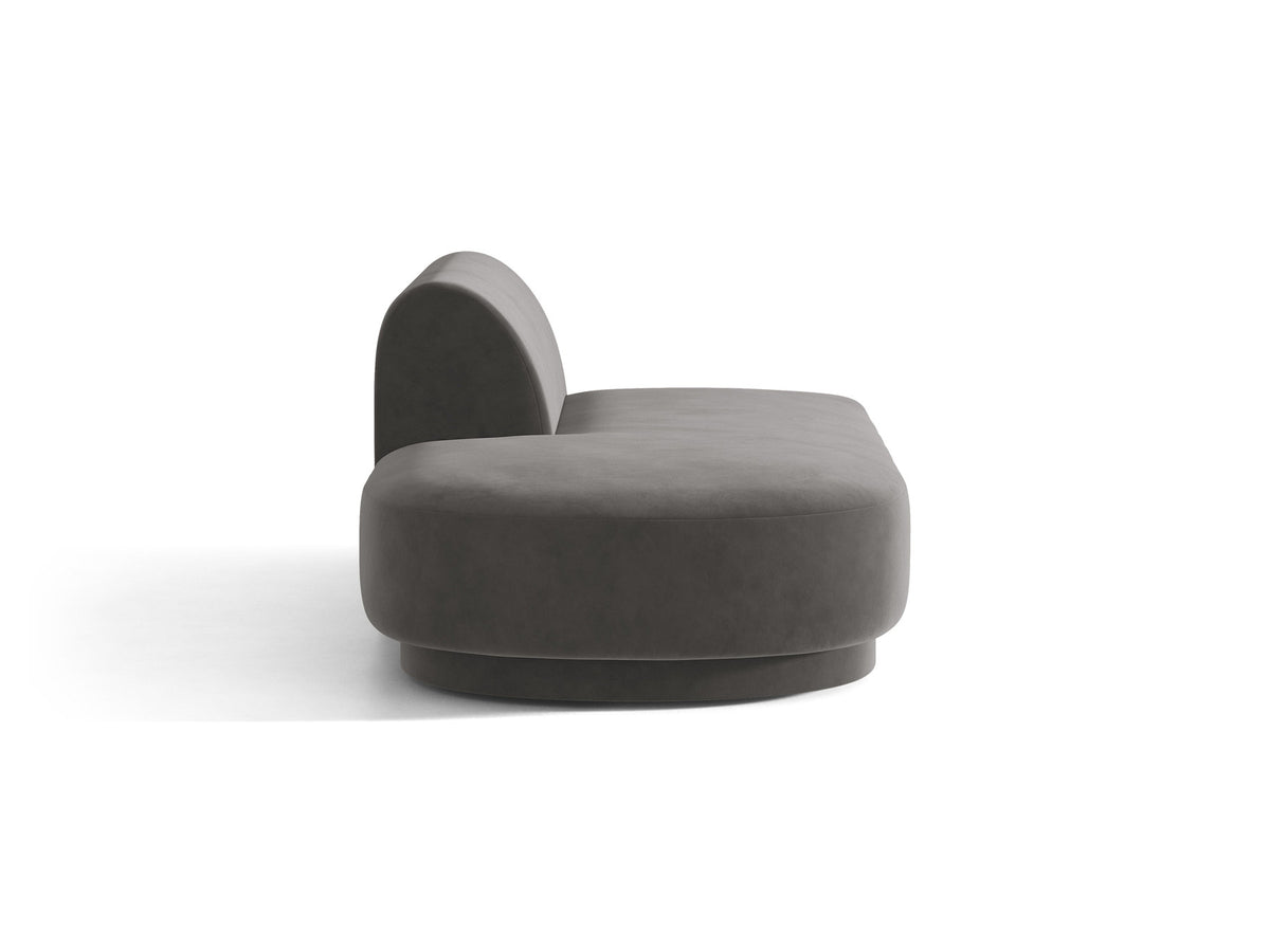 Modulares Sofa Miley von Micadoni, offener Zweisitzer links in Dunkelbeige mit Bluvel-Stoffbezug und schwarzen Kunststoffbeinen.