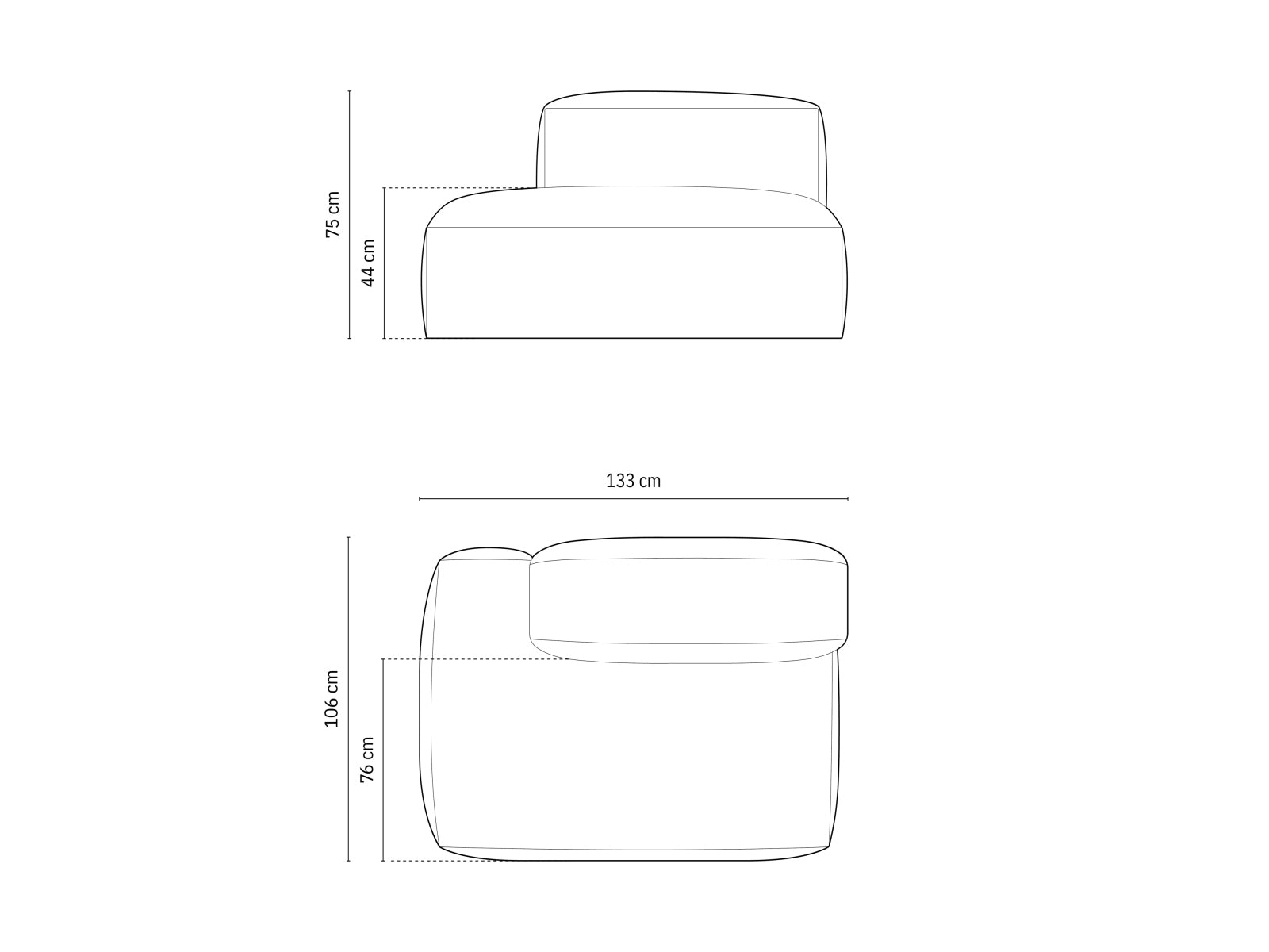Modernes 2-Sitzer Sofaelement links Martina in Silver-Monet, perfekt für kreative Raumgestaltungen und geschmackvolle Wohnambiente.