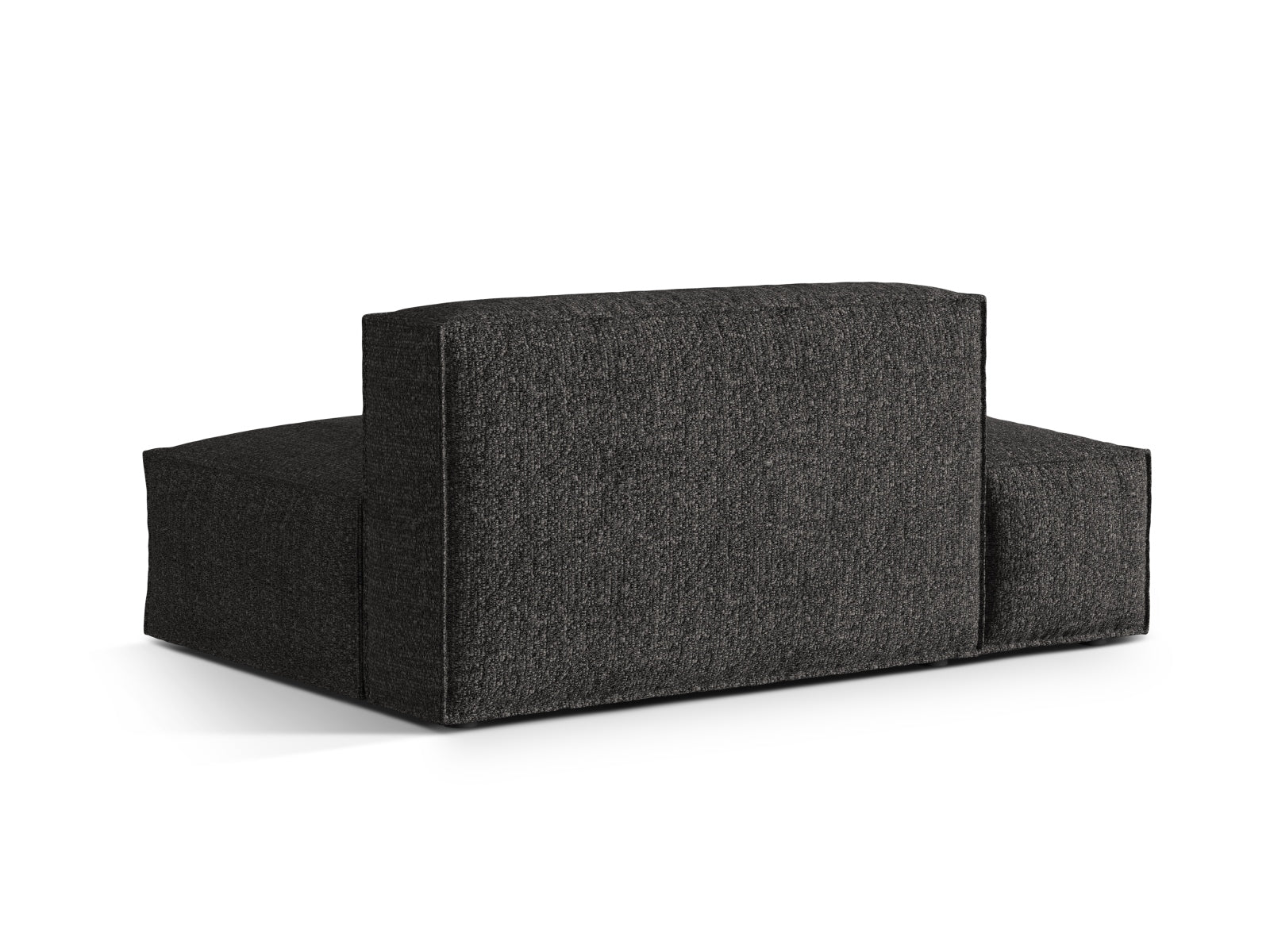 Stilvolles, modulares 3-Sitzer Sofa Nuria Boucle in tiefem Grau, perfekt für moderne Wohnkonzepte und gemütliche Entspannung.