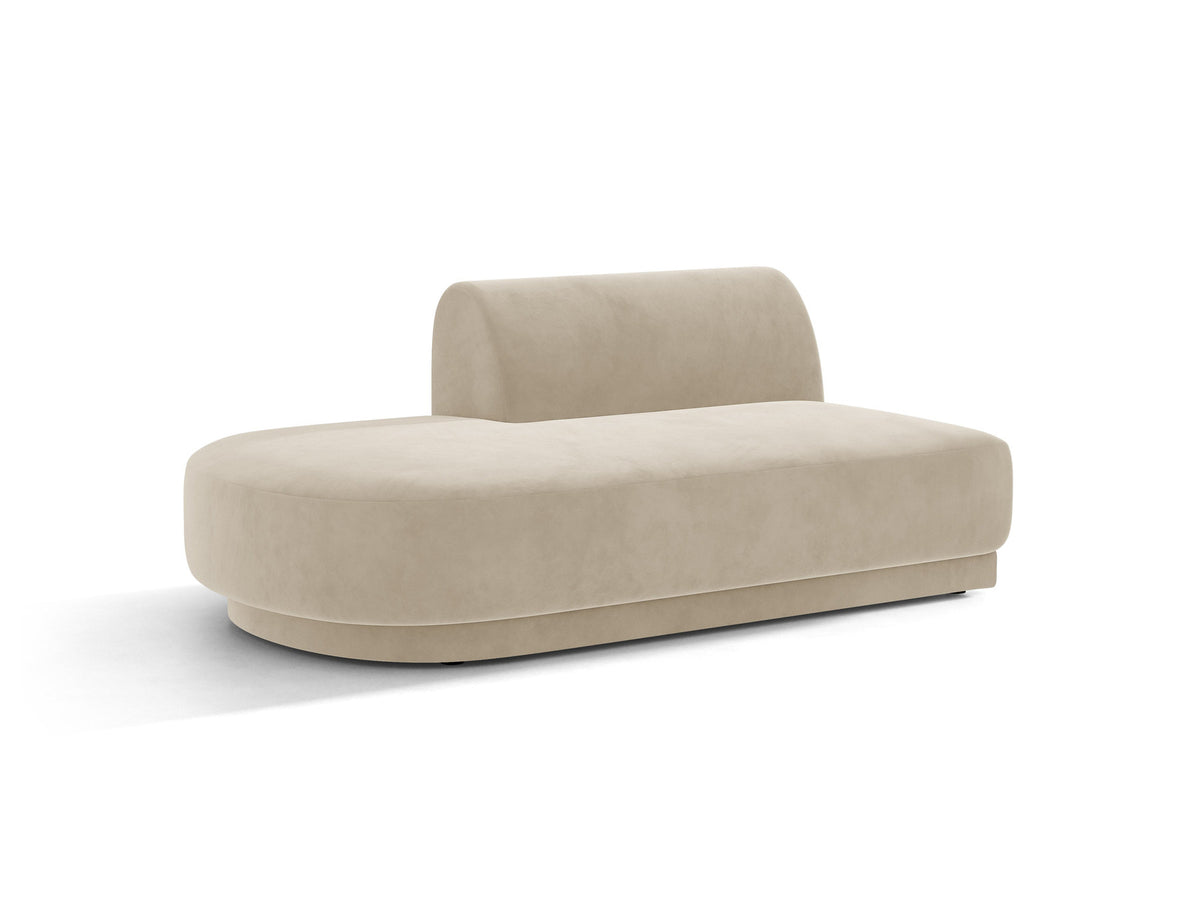 Modulares Sofa Miley von Micadoni, offener Zweisitzer links in Dunkelbeige mit Bluvel-Stoffbezug und schwarzen Kunststoffbeinen.