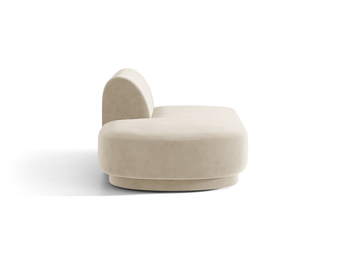 Modulares Sofa Miley von Micadoni, offener Zweisitzer links in Dunkelbeige mit Bluvel-Stoffbezug und schwarzen Kunststoffbeinen.
