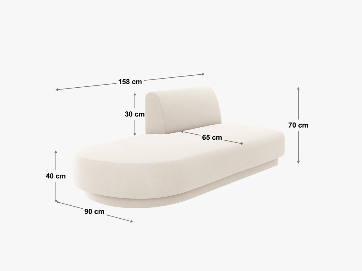 Modulares Sofa Miley von Micadoni, offener Zweisitzer links in Dunkelbeige mit Bluvel-Stoffbezug und schwarzen Kunststoffbeinen.