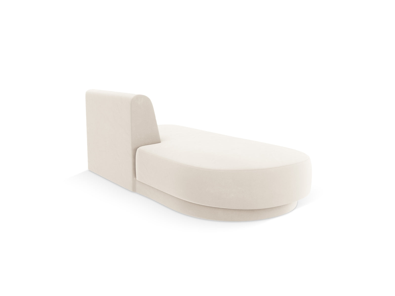 Elegantes Miley Sitting Module Open links 2 Sitzer in sanftem Beige-Bluvel, ideal für stilvolle Wohnräume. Modulares Sofa von Micadoni.