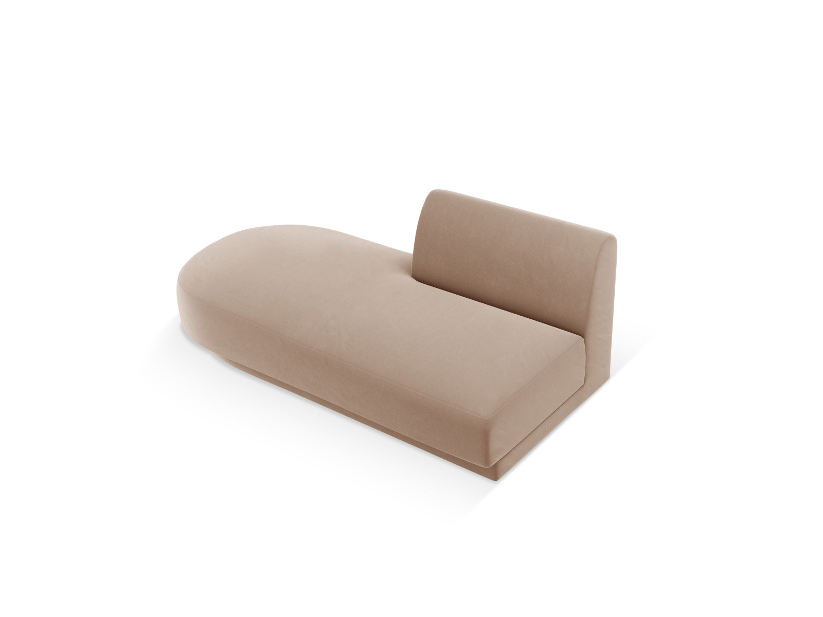 Modulares Sofa Miley Sitting Module Open links 2 Sitzer in edlem Cappuccino-Bluvel, perfekt für kreative Raumkonzepte und gemütliche Sitzgelegenheiten.