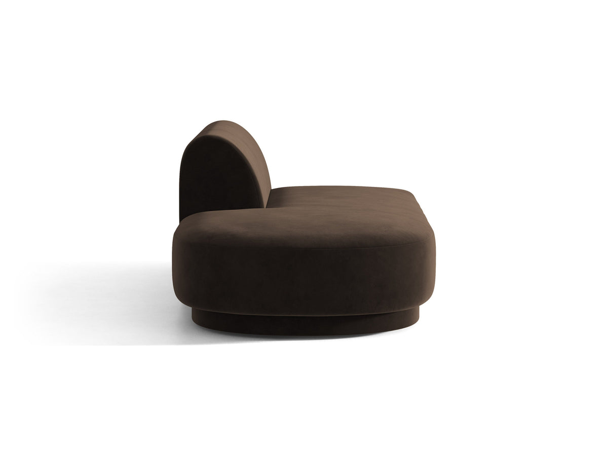 Modulares Sofa Miley von Micadoni, offener Zweisitzer links in Dunkelbeige mit Bluvel-Stoffbezug und schwarzen Kunststoffbeinen.