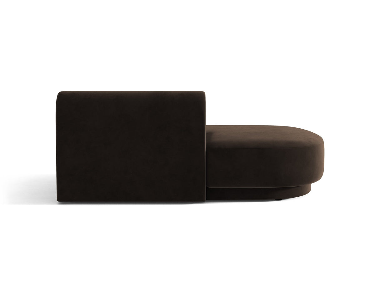 Modulares Sofa Miley von Micadoni, offener Zweisitzer links in Dunkelbeige mit Bluvel-Stoffbezug und schwarzen Kunststoffbeinen.