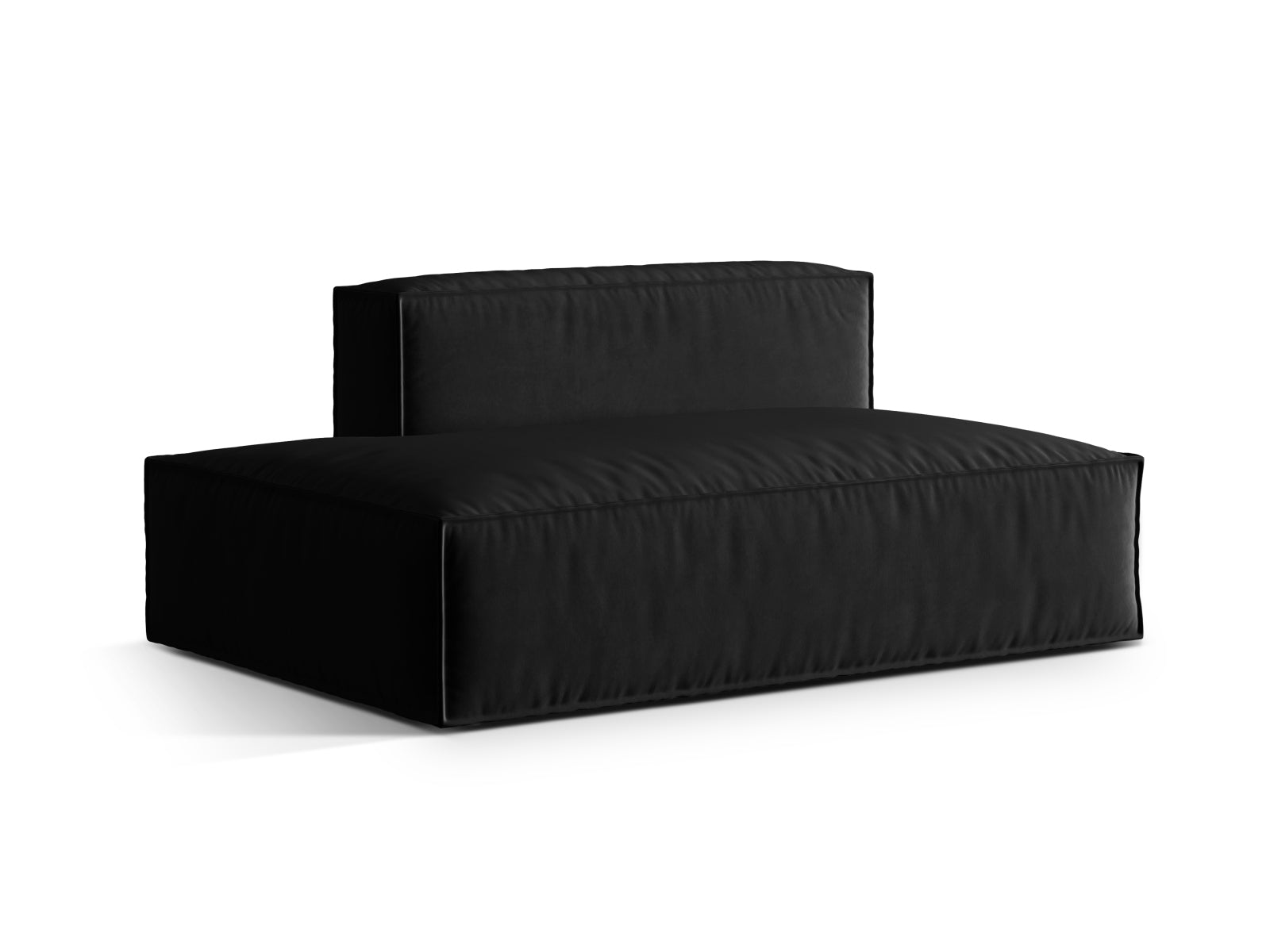Stilvolles, modulares 3-Sitzer Sofa Nuria Velour in edlem Schwarz, perfekt für zeitgemäße Wohnkonzepte und entspannte Atmosphäre.