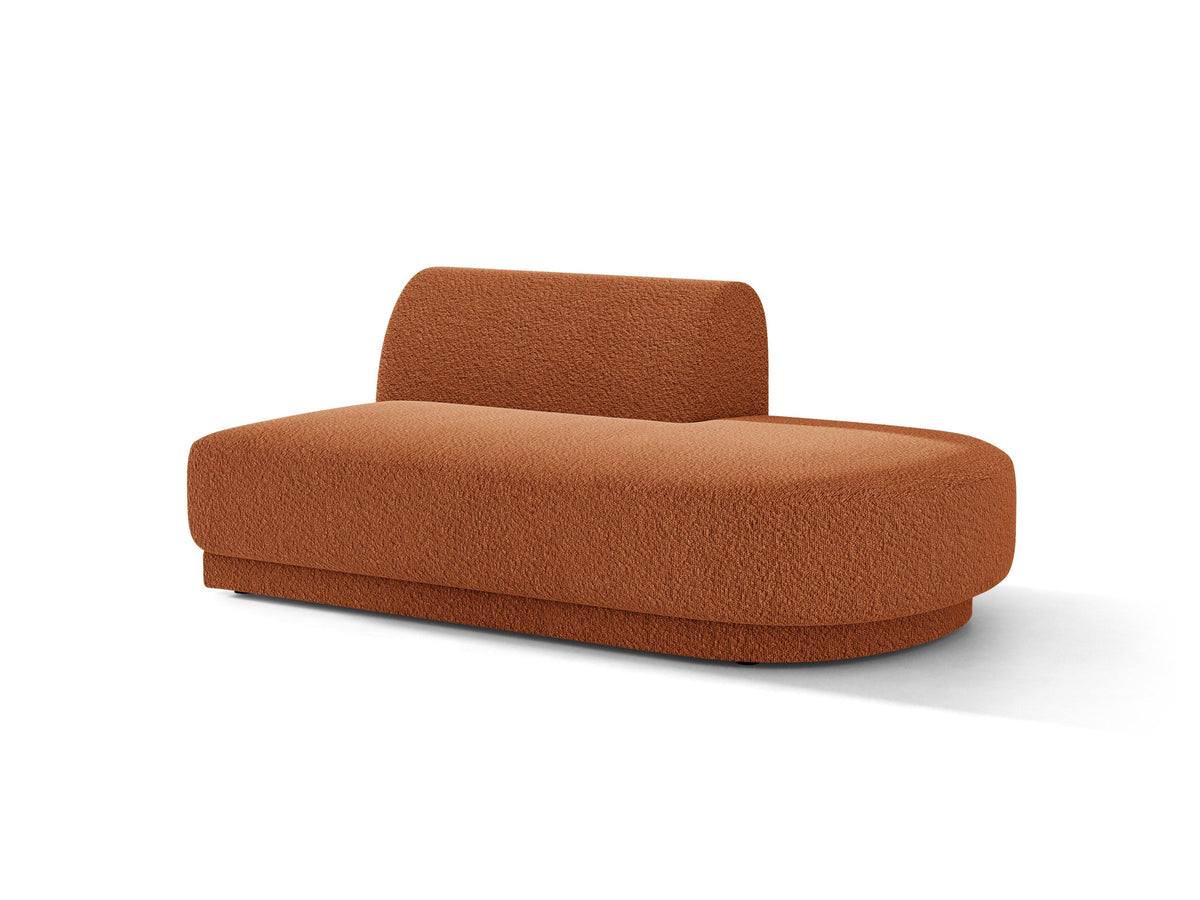 Modulares Sofaelement in Dunkelbeige mit Bluvel-Stoffbezug, schwarzen Kunststoffbeinen und niedriger Rückenlehne, rechts ausgerichtet.